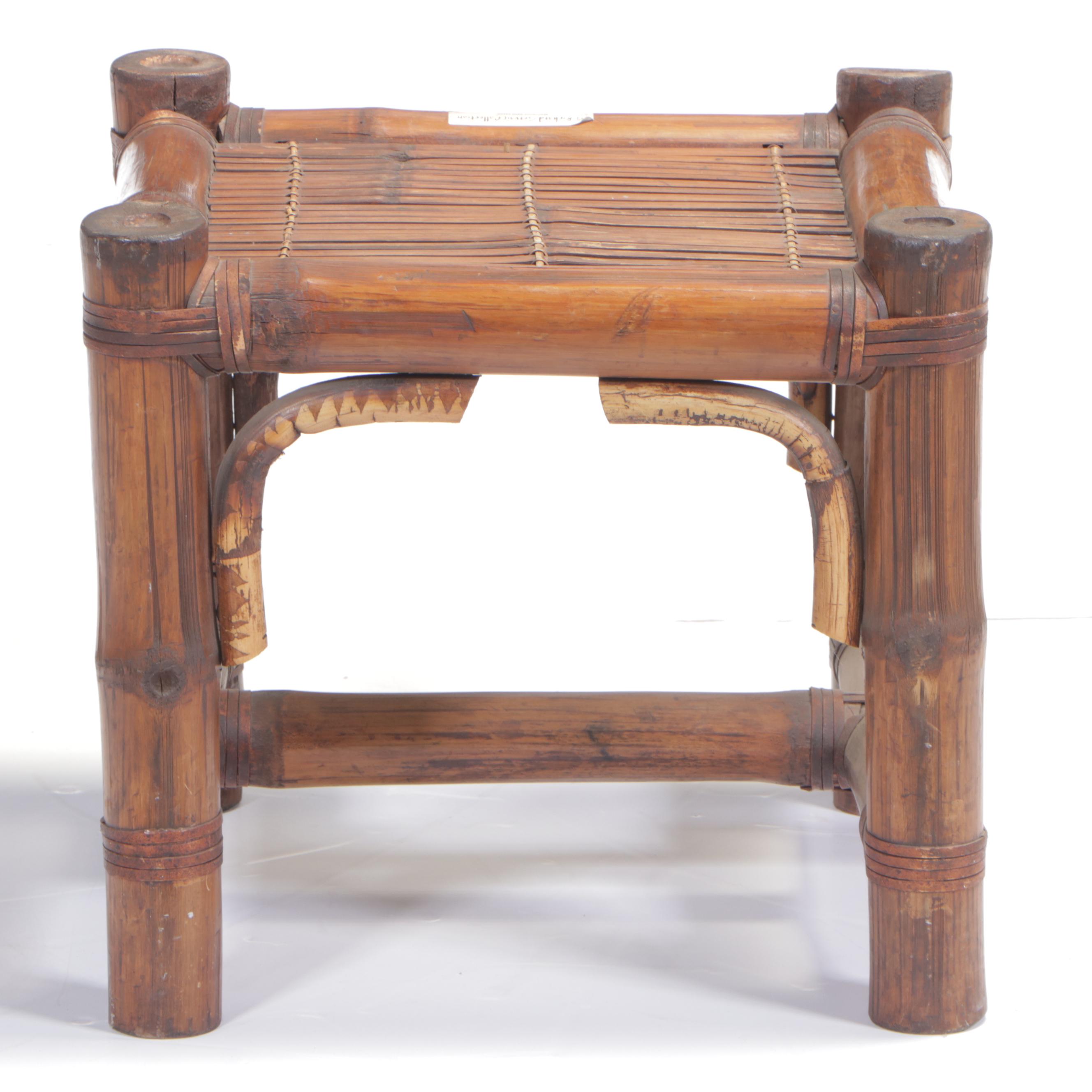 Chinese Bamboo End Table, Mid to Late 20th Century