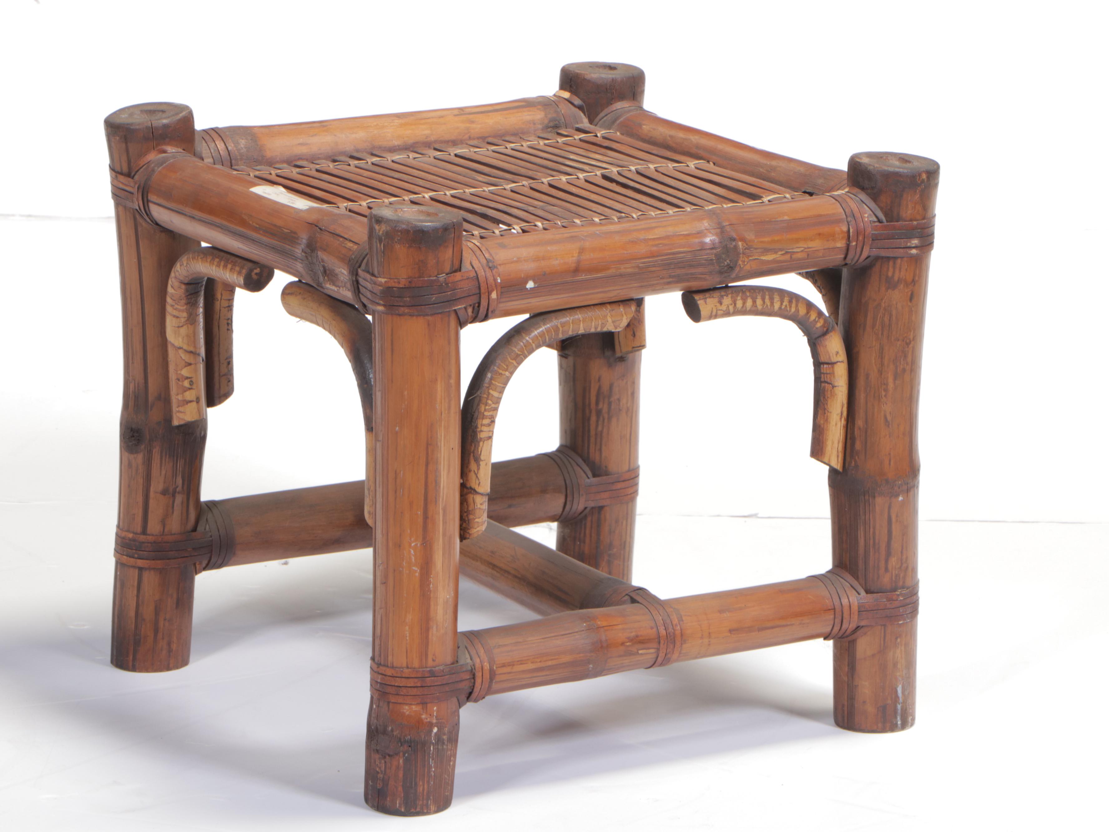 Chinese Bamboo End Table, Mid to Late 20th Century