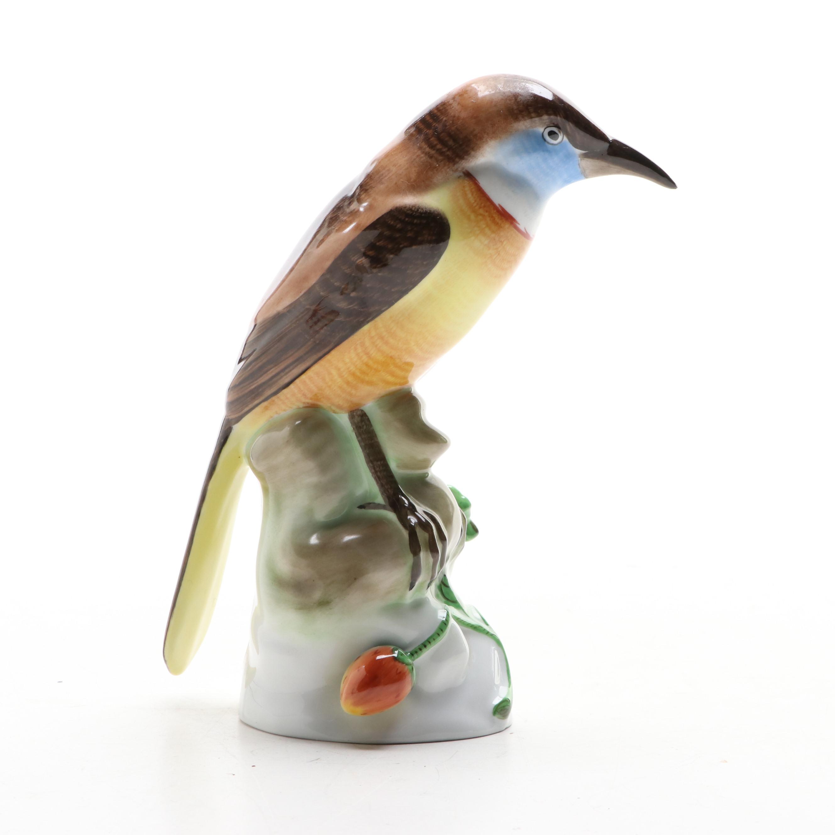 Herend Natural "Nightingale Bird" Porcelain Figurine