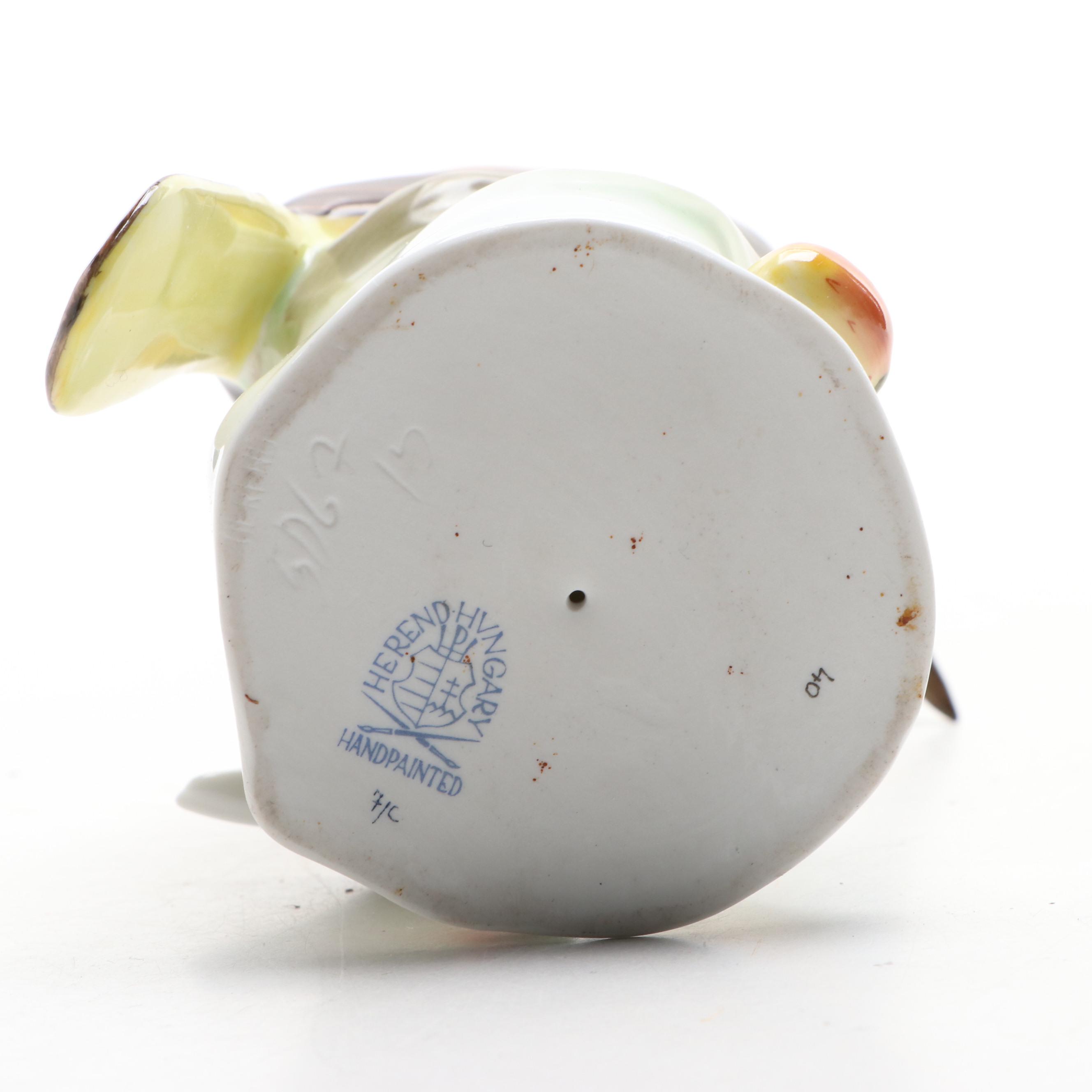 Herend Natural "Nightingale Bird" Porcelain Figurine