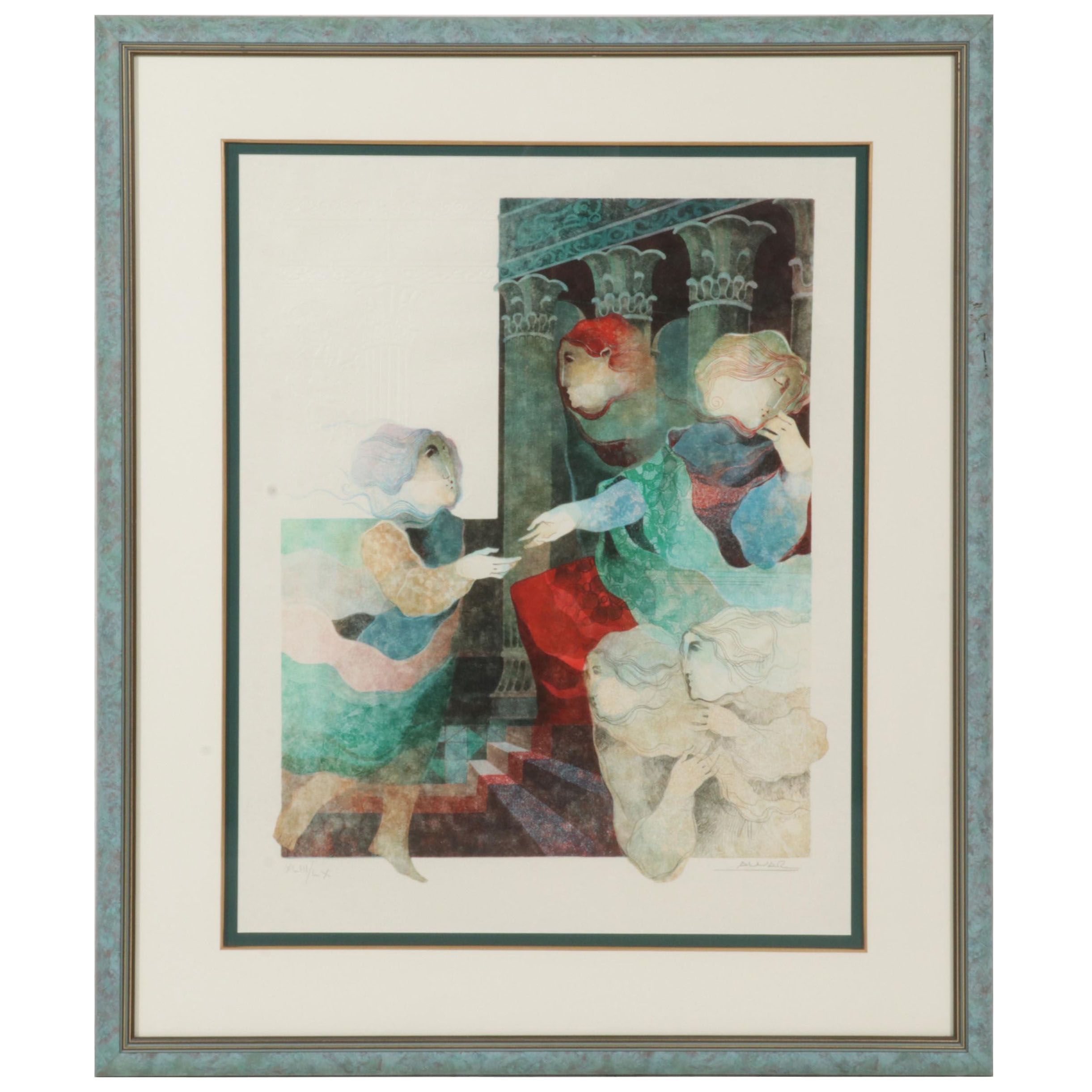Àlvar Suñol Embossed Color Lithograph "Joseph Interprets Pharaoh's Dream," 1990