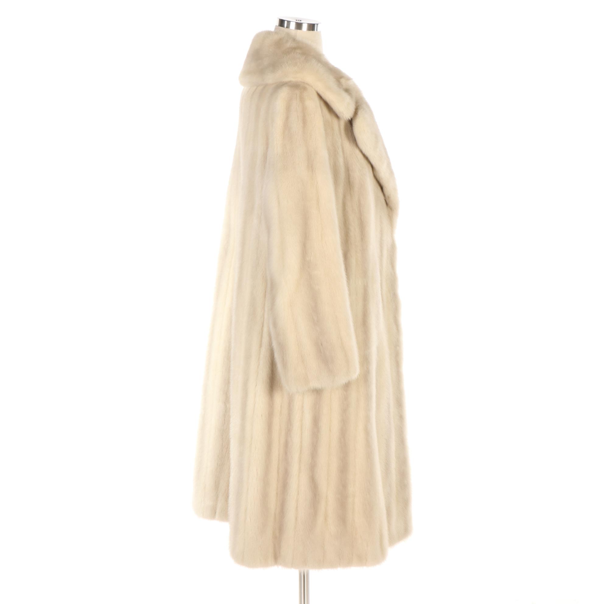 Mink Fur Coat with Wide Notch Collar