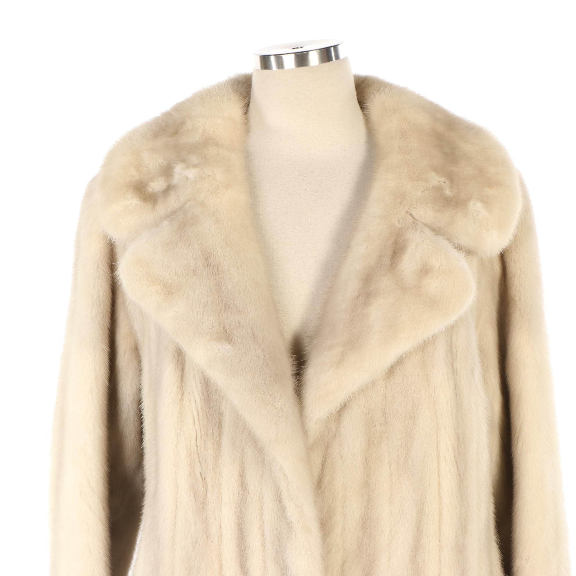 Mink Fur Coat with Wide Notch Collar