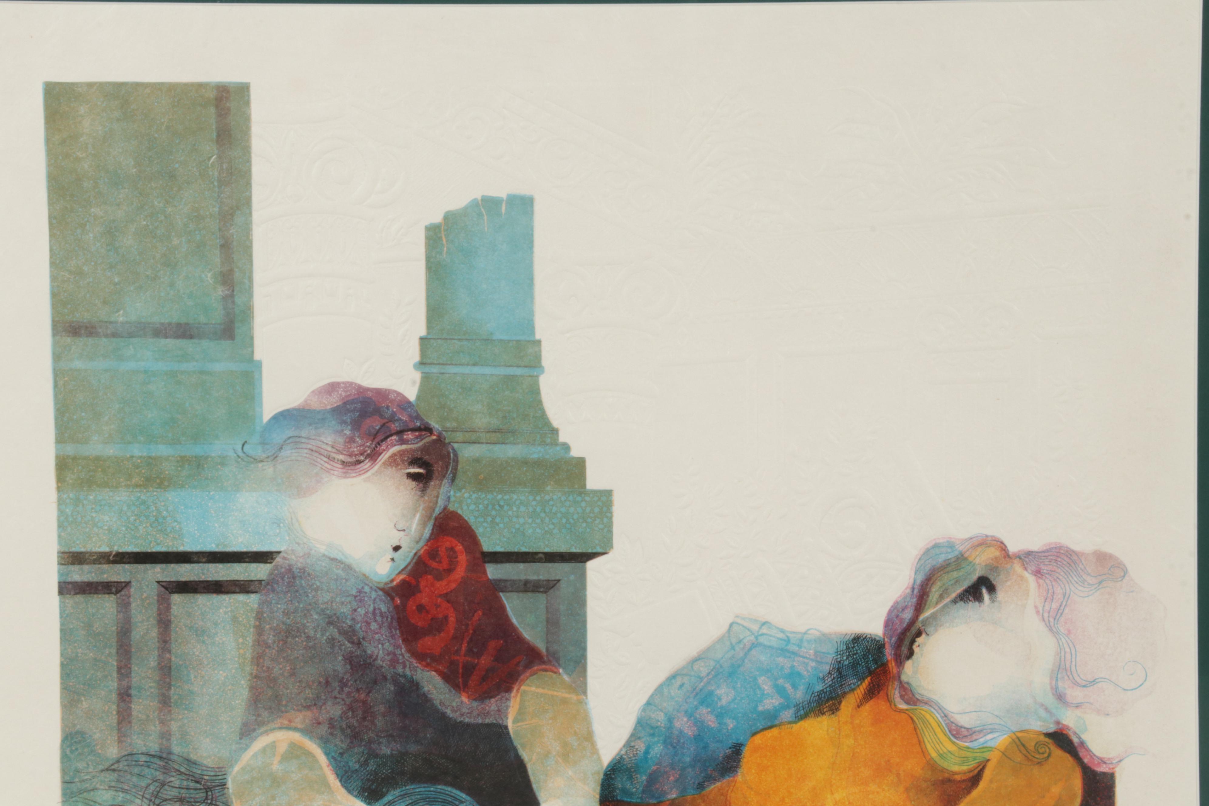 Àlvar Suñol "Suite Biblique II" Embossed Lithograph "Samson and Delilah," 1990