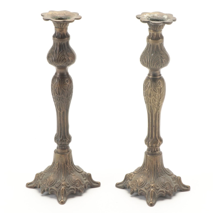 New Concepts Art Nouveau Style Cast Metal Candlesticks