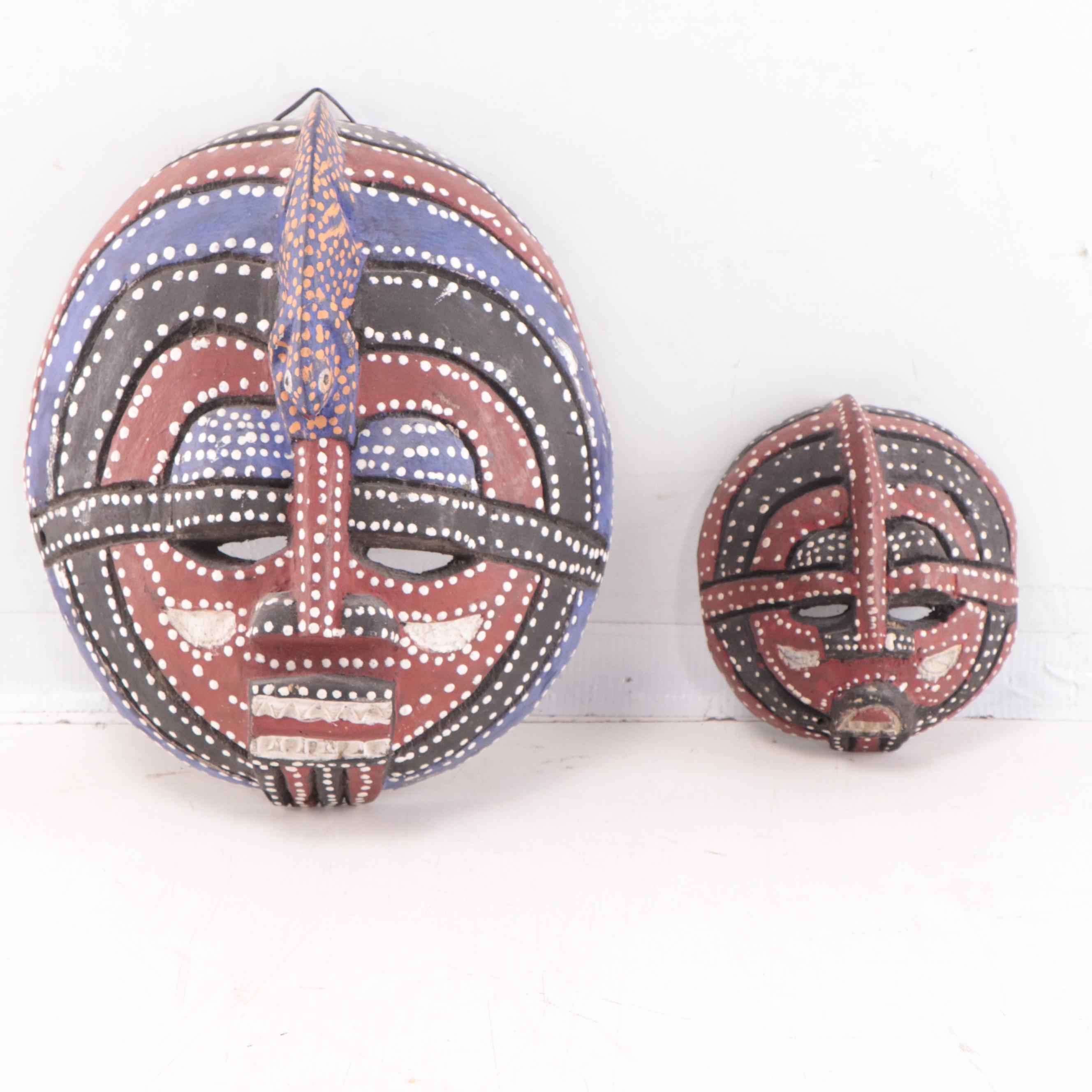 Tanzanian, Kenyan and Bamileke Carved Wood Wall Masks