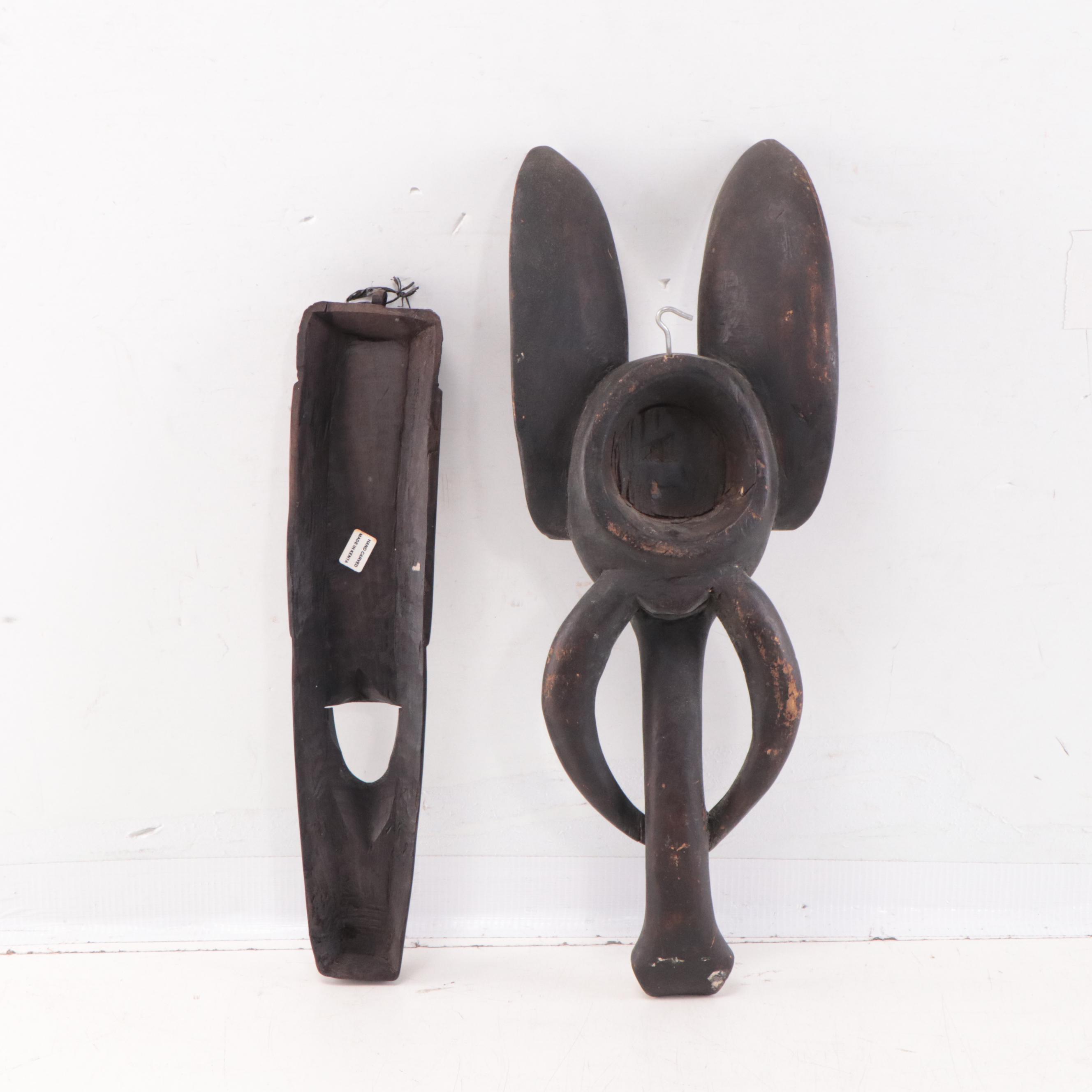 Tanzanian, Kenyan and Bamileke Carved Wood Wall Masks