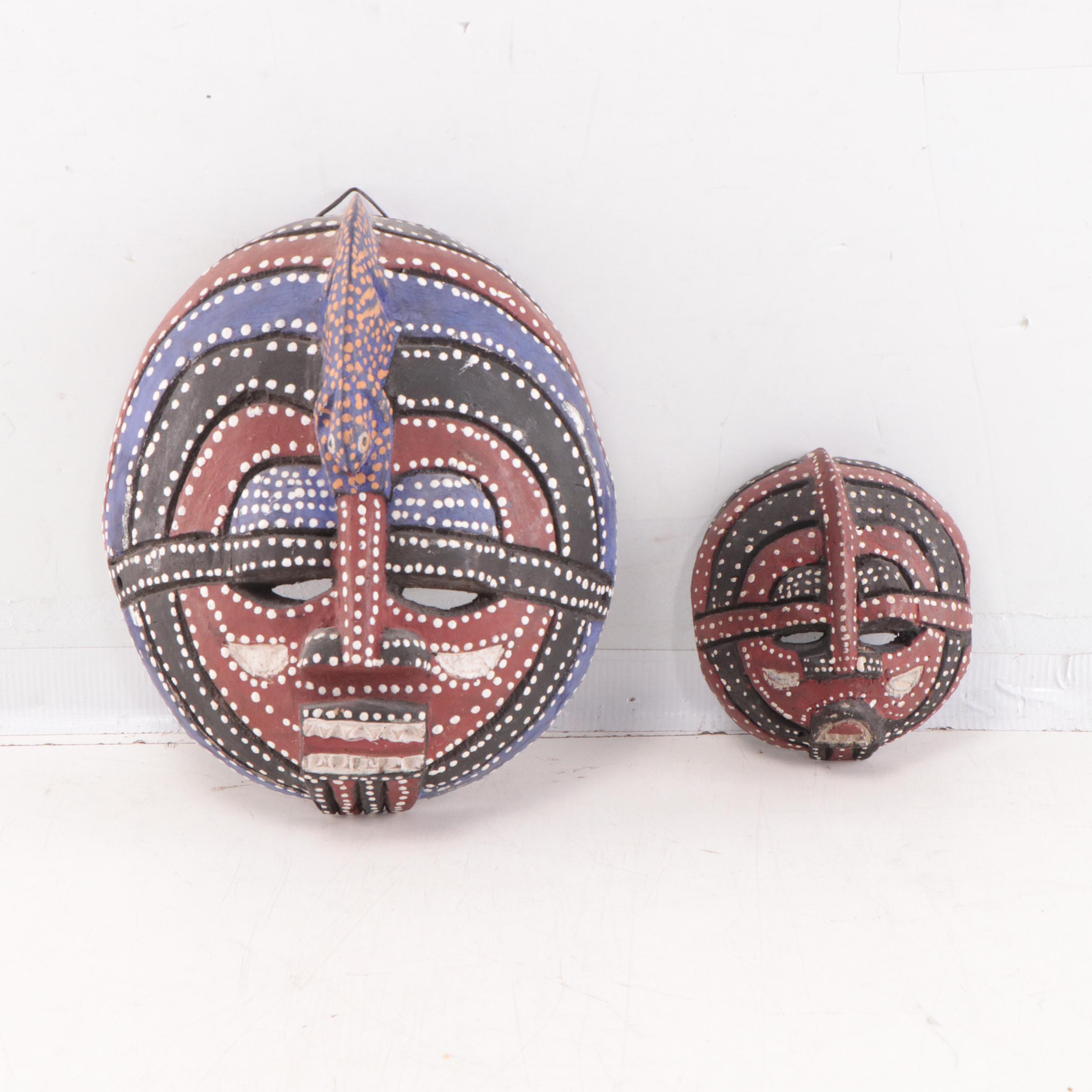 Tanzanian, Kenyan and Bamileke Carved Wood Wall Masks