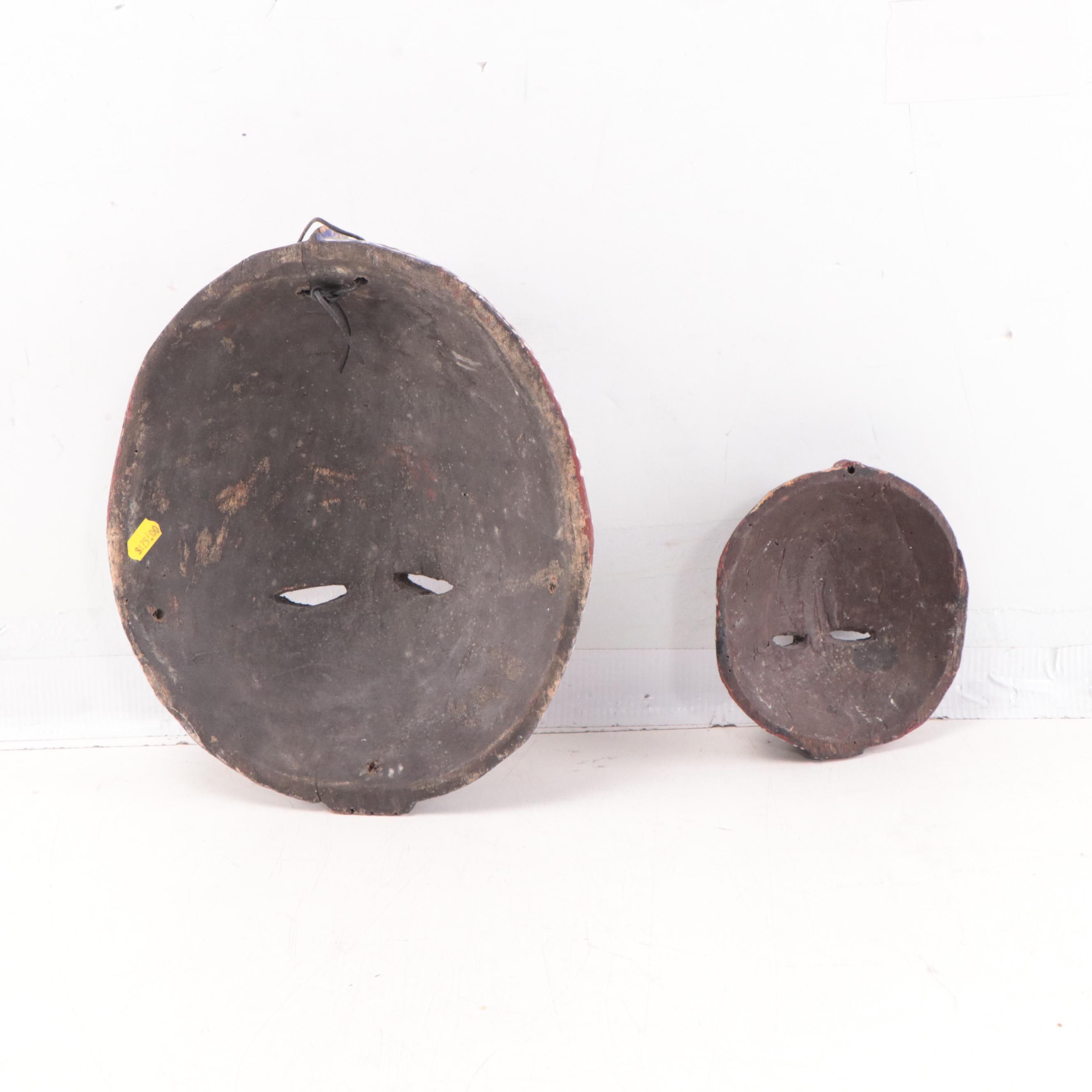 Tanzanian, Kenyan and Bamileke Carved Wood Wall Masks