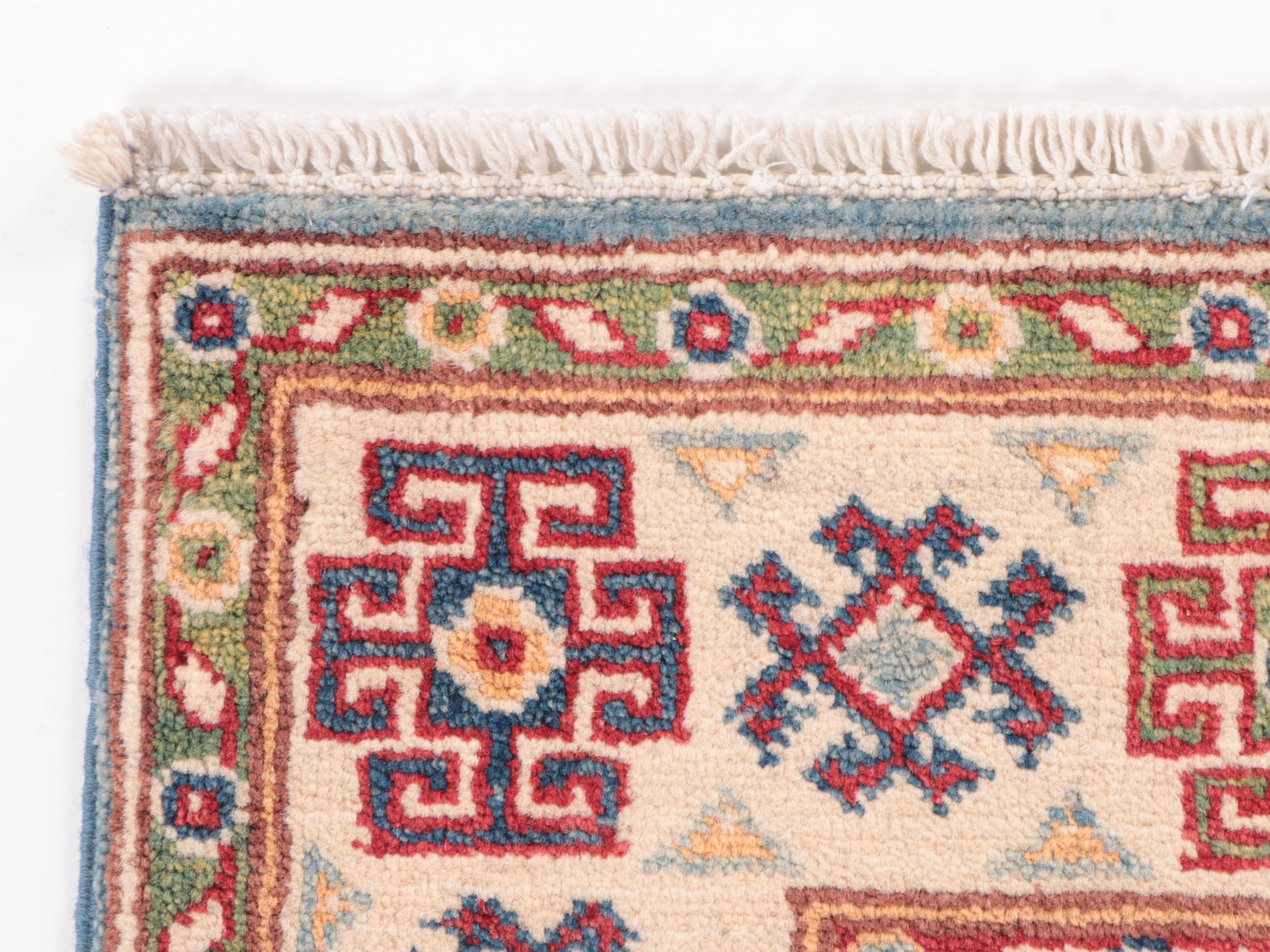 3'5 x 5' Hand-Knotted Pakistani Kazak Area Rug