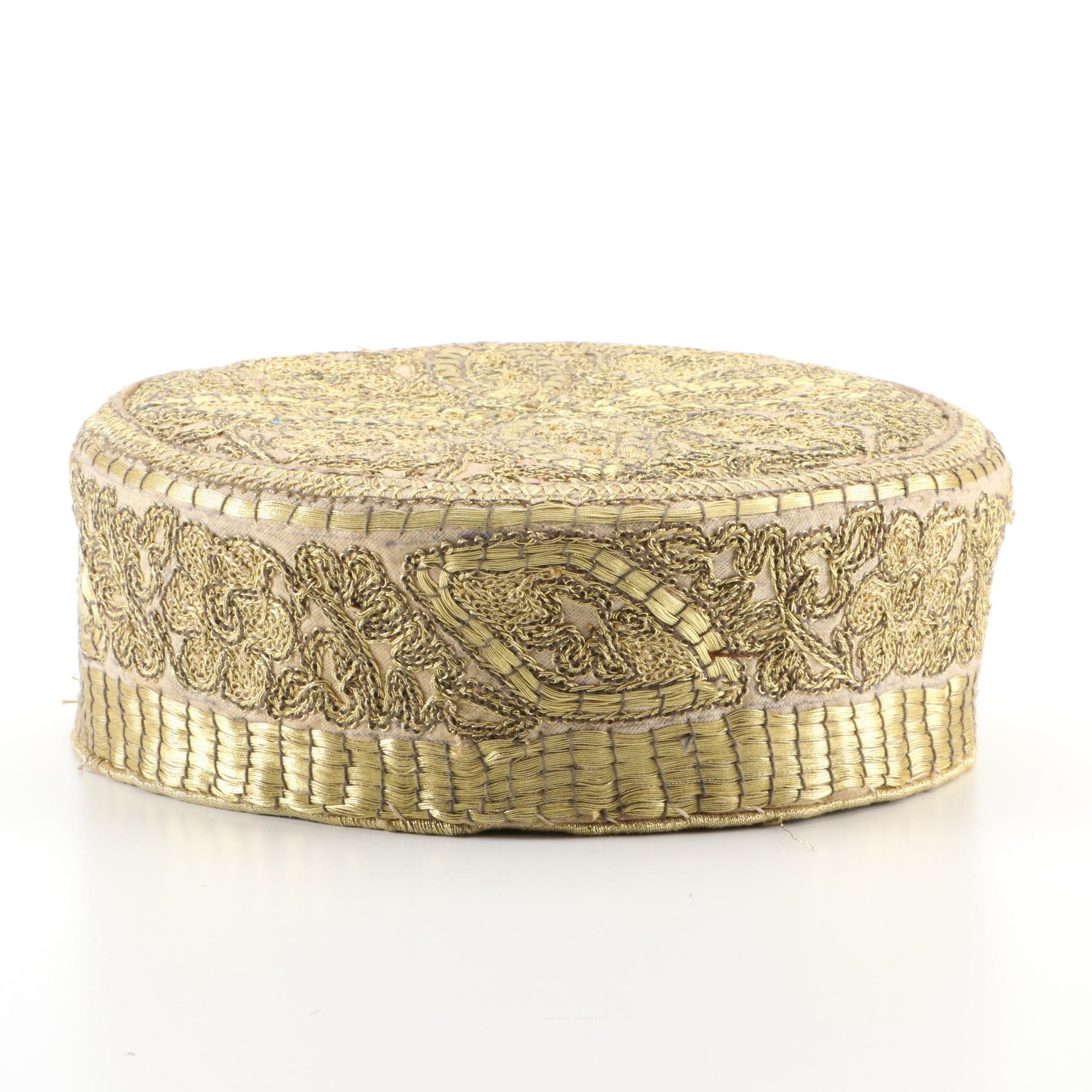 Pakistani Floral Embroidered Kufi Hat