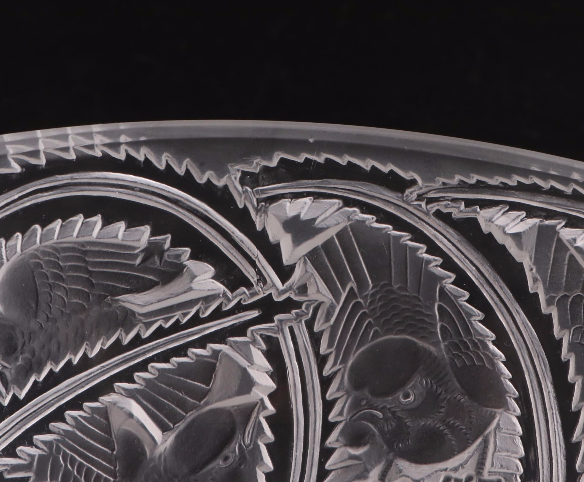 Lalique "Pinson" Frosted and Clear Crystal Bowl, 20th Century