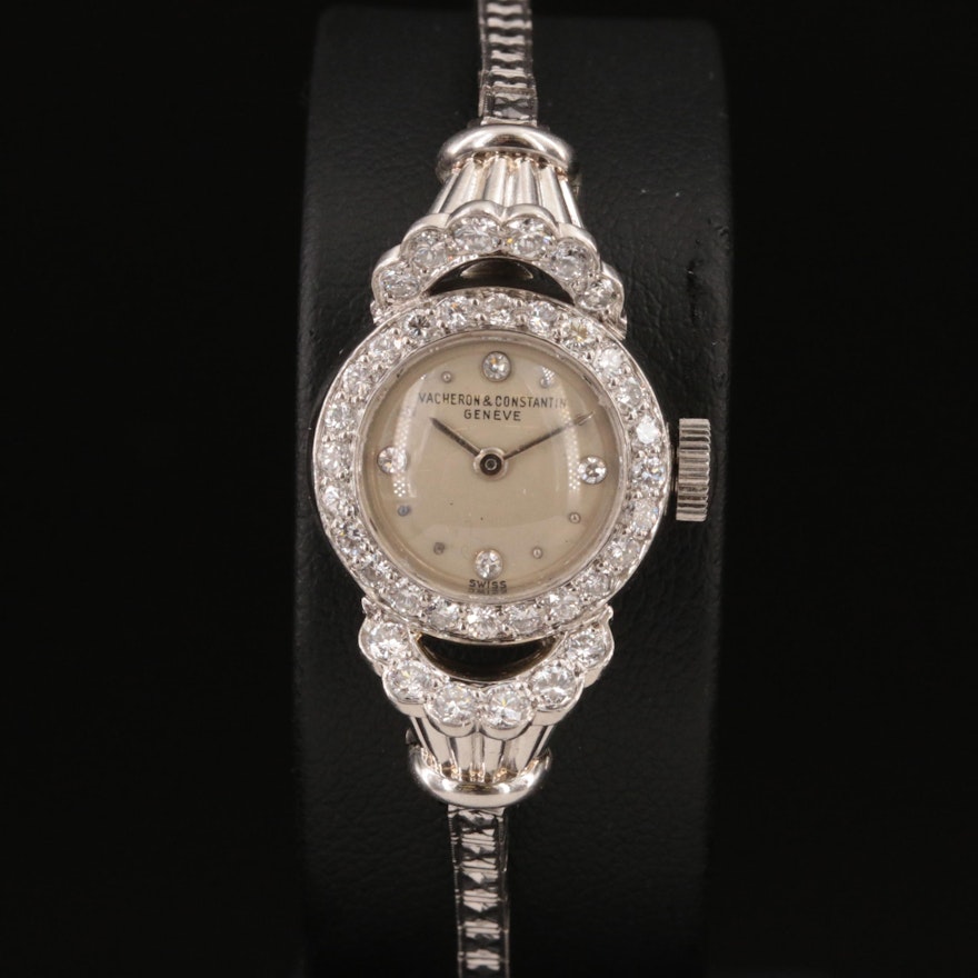 14K Diamond and Platinum Vacheron & Constatin Wristwatch