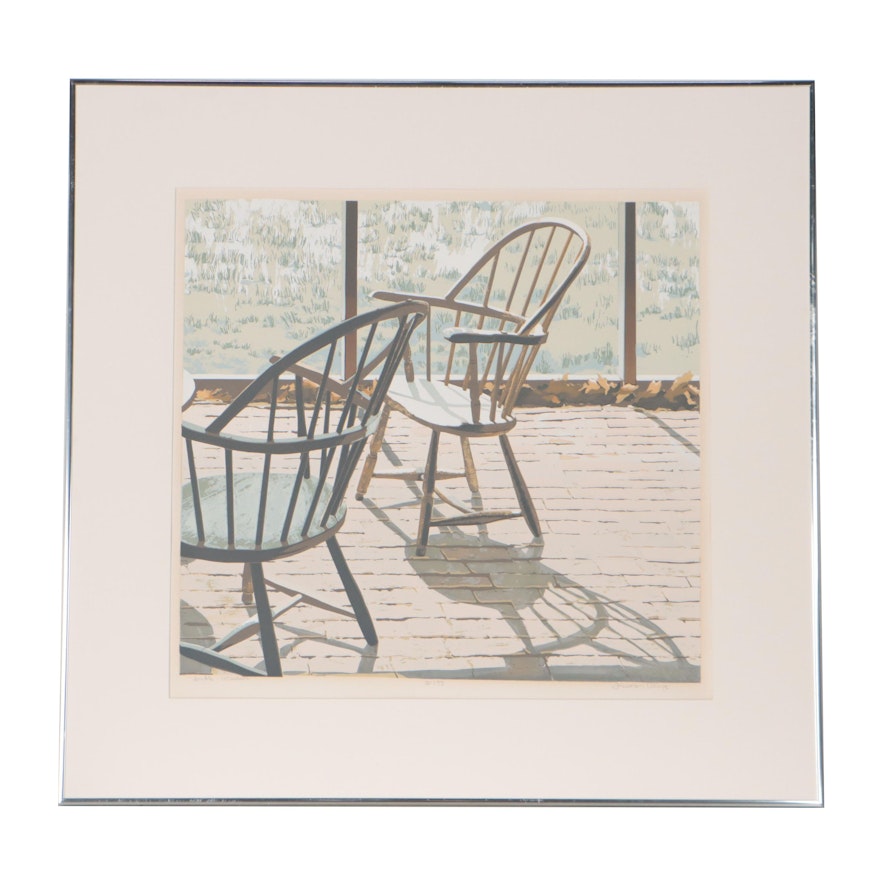 Javier Lange Serigraph of Chairs "Double Windsor"