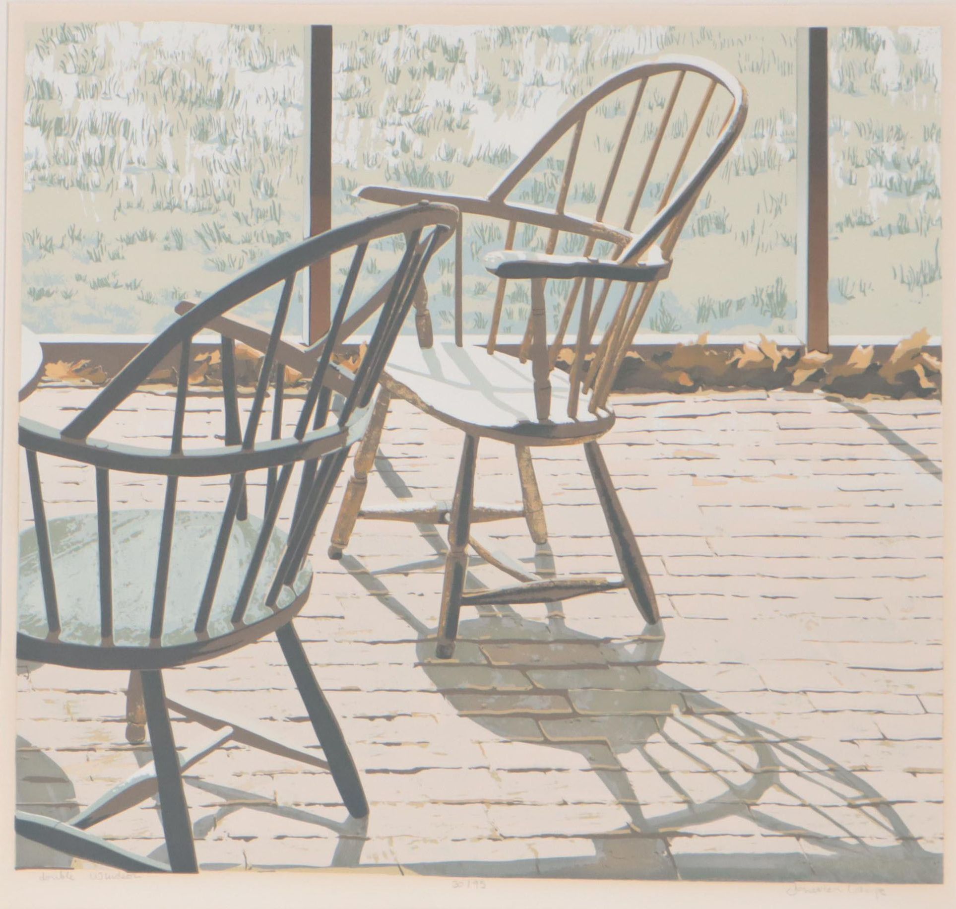 Javier Lange Serigraph of Chairs "Double Windsor"
