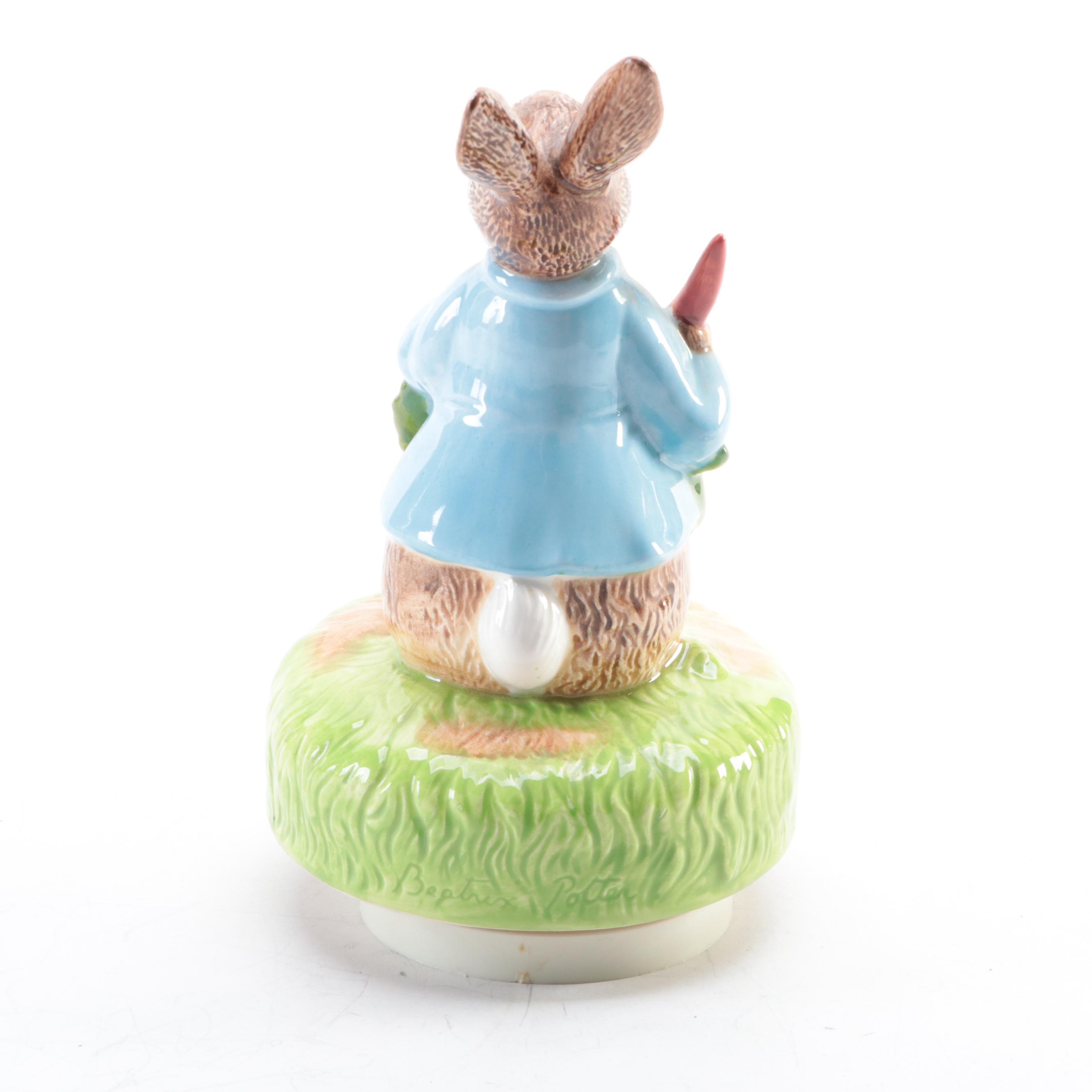 Schmid Beatrix Potter Peter Rabbit Ceramic Musical Figurine, Late 20th Century