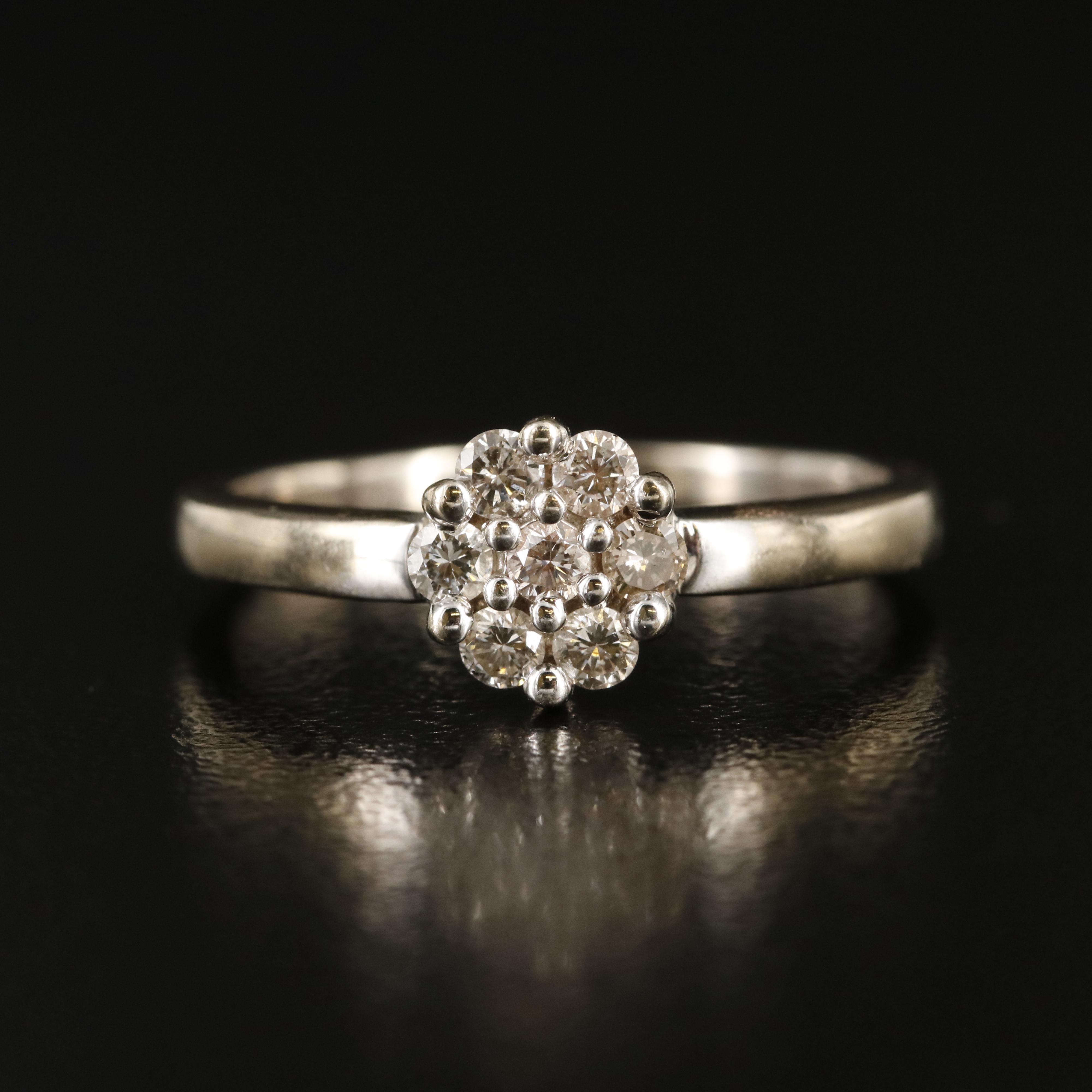 14K 0.36 CTW Diamond Cluster Ring