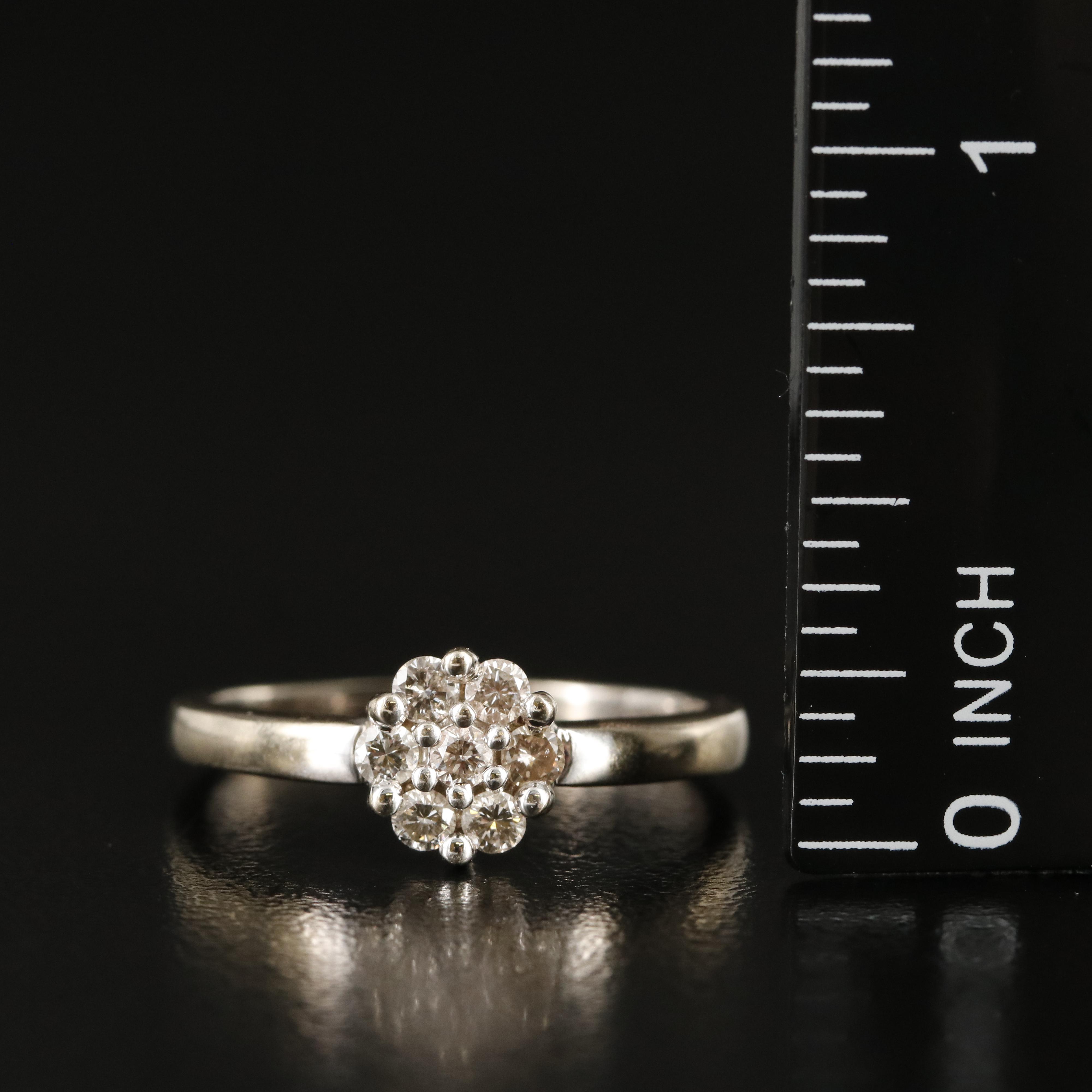 14K 0.36 CTW Diamond Cluster Ring