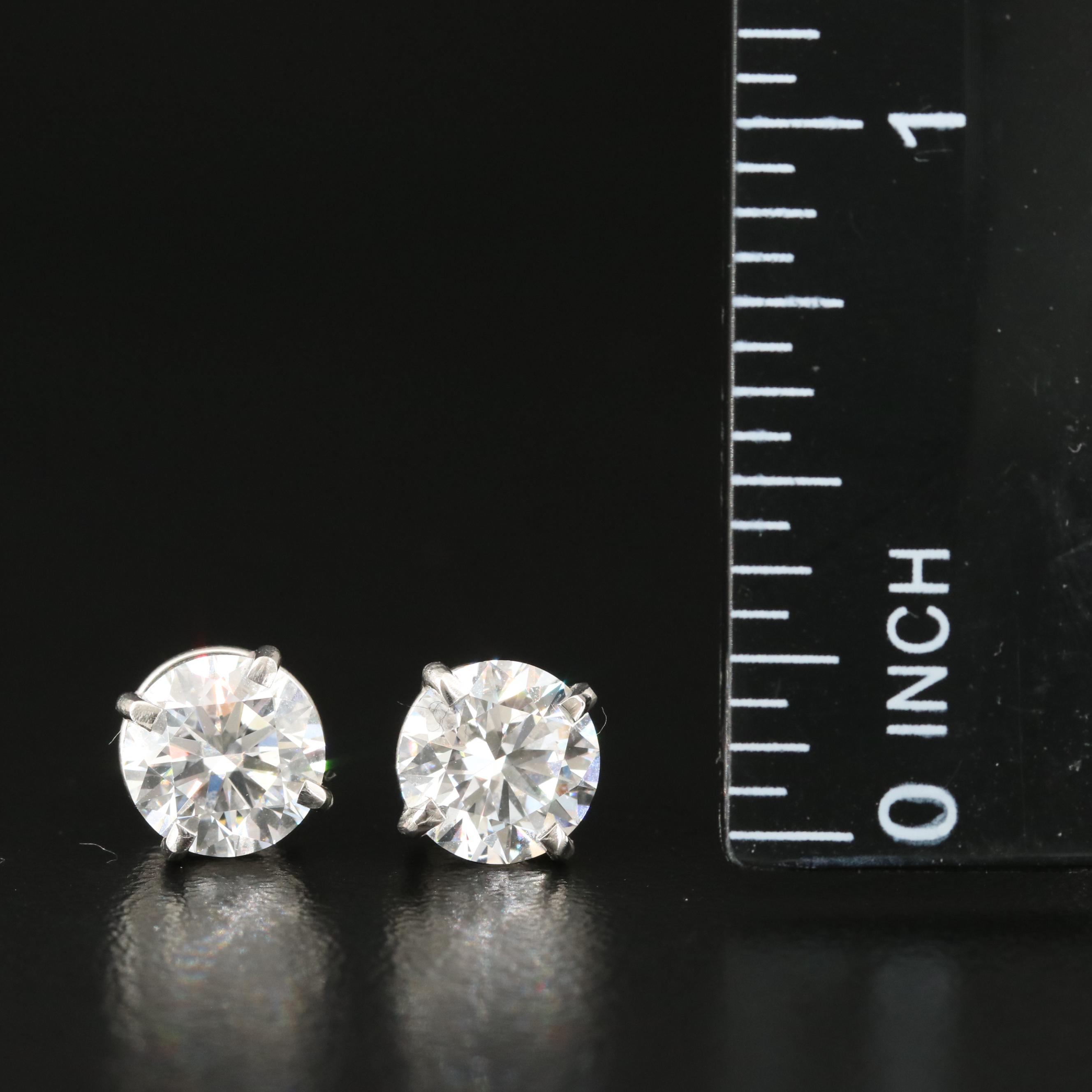 Platinum 3.04 CTW Lab Grown Diamond Stud Earrings with IGI Reports