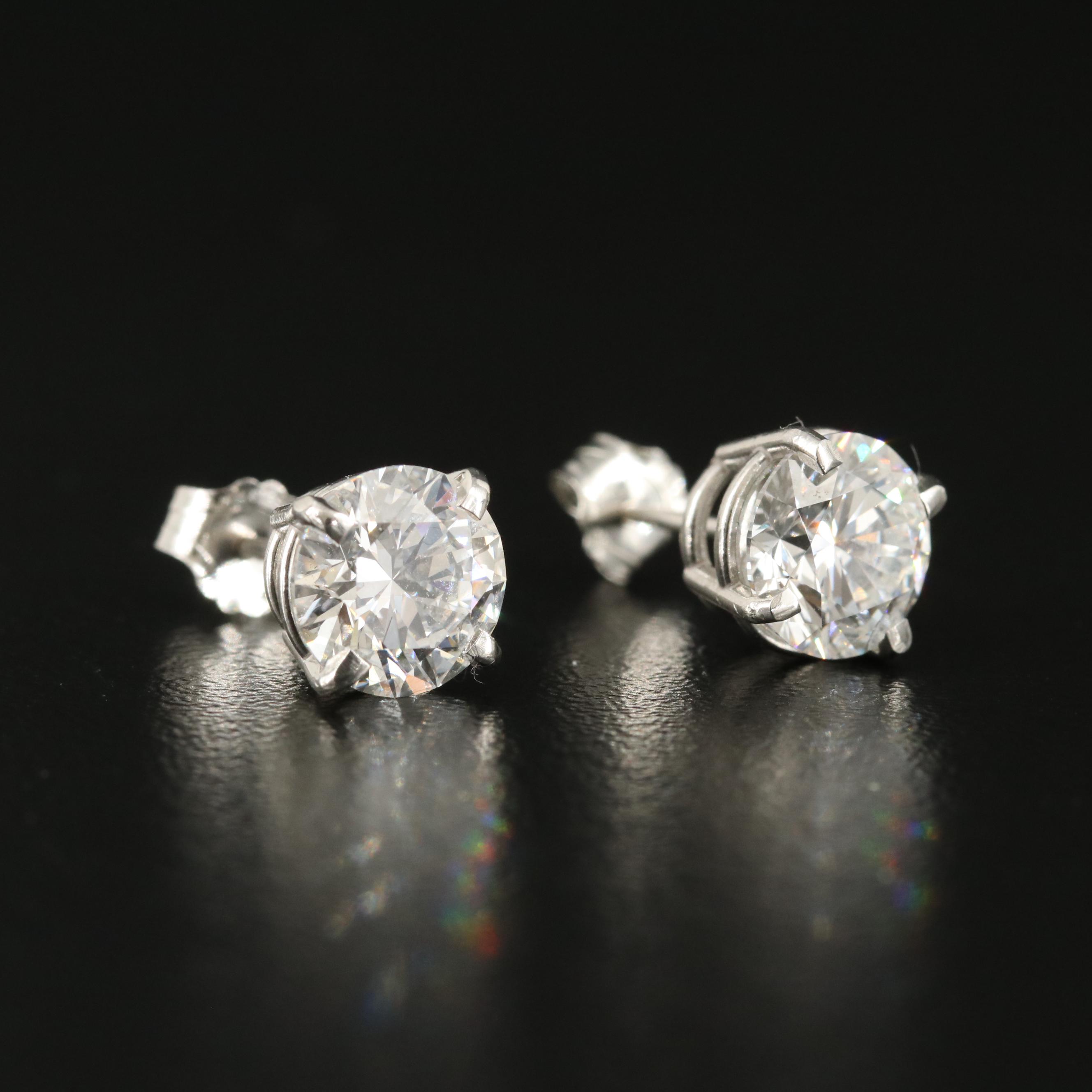 Platinum 3.04 CTW Lab Grown Diamond Stud Earrings with IGI Reports