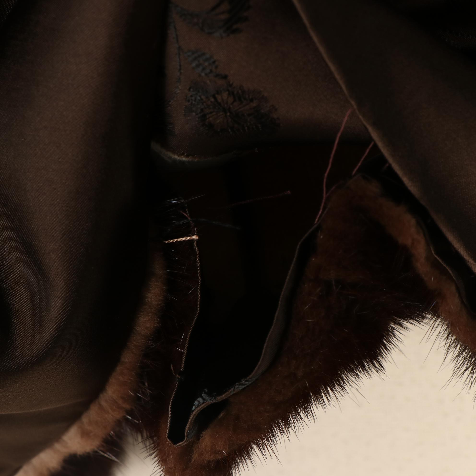 Dark Brown Mink Fur Short Jacket with Spread Collar