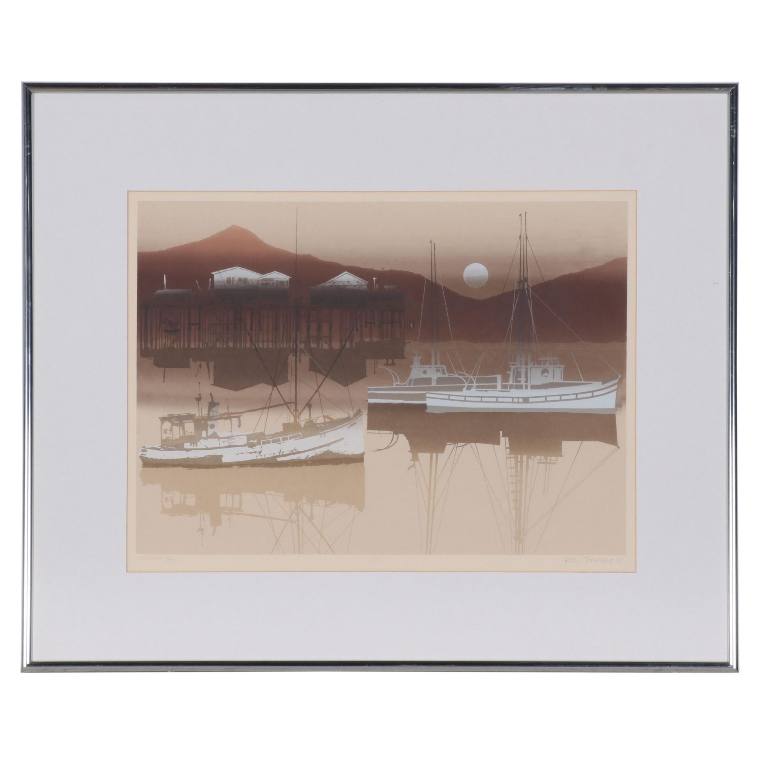 Virgil Thrasher Serigraph "Half Moon Bay," 1979