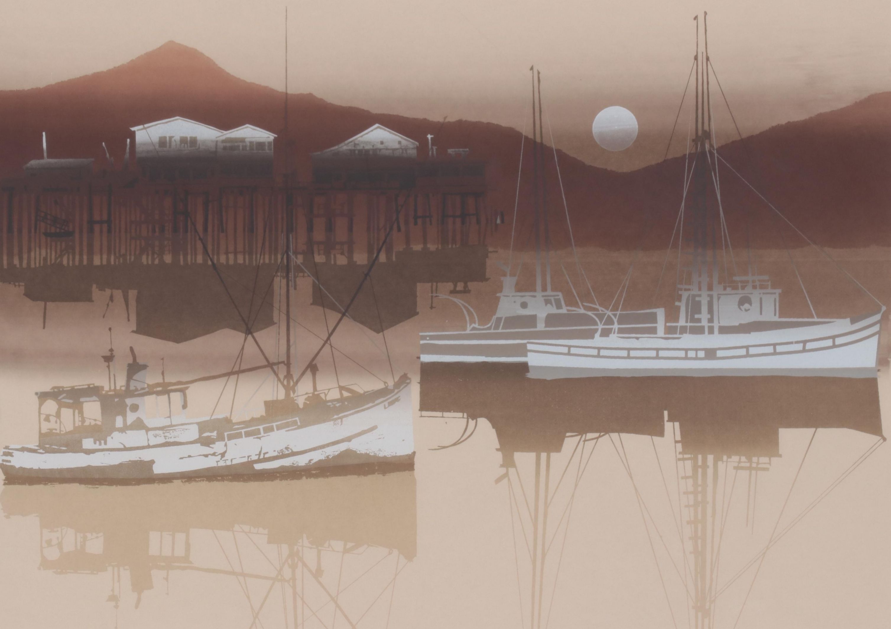 Virgil Thrasher Serigraph "Half Moon Bay," 1979