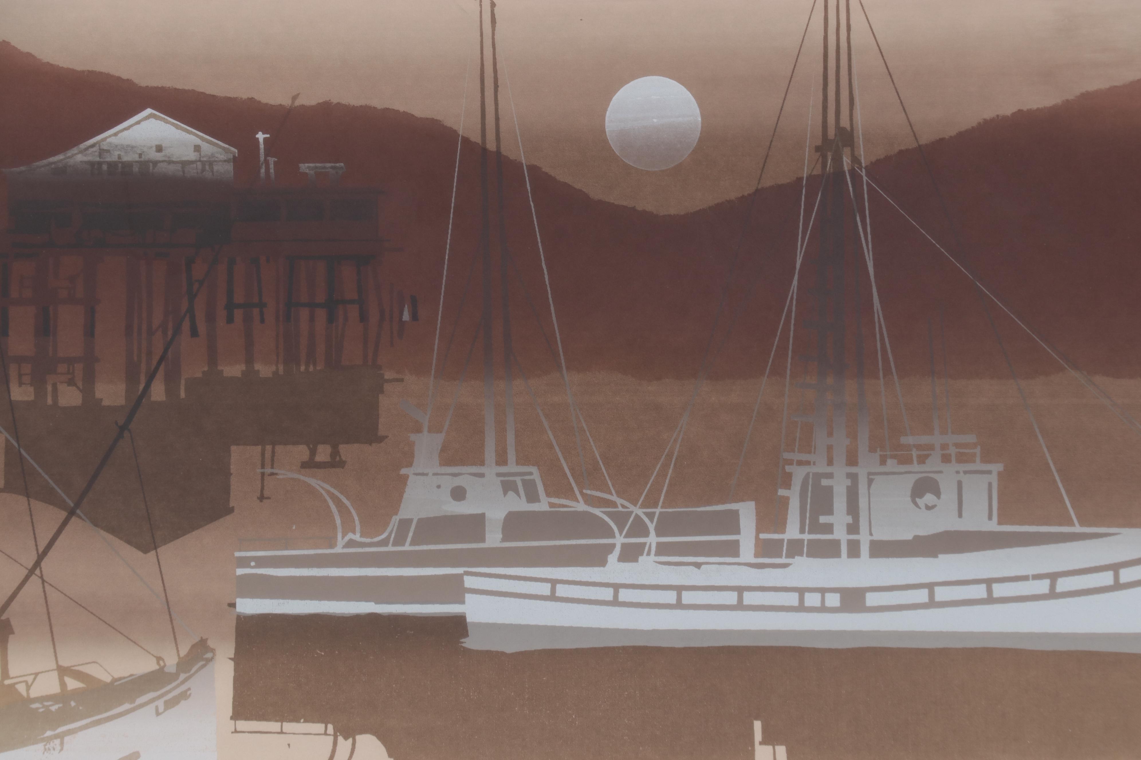 Virgil Thrasher Serigraph "Half Moon Bay," 1979