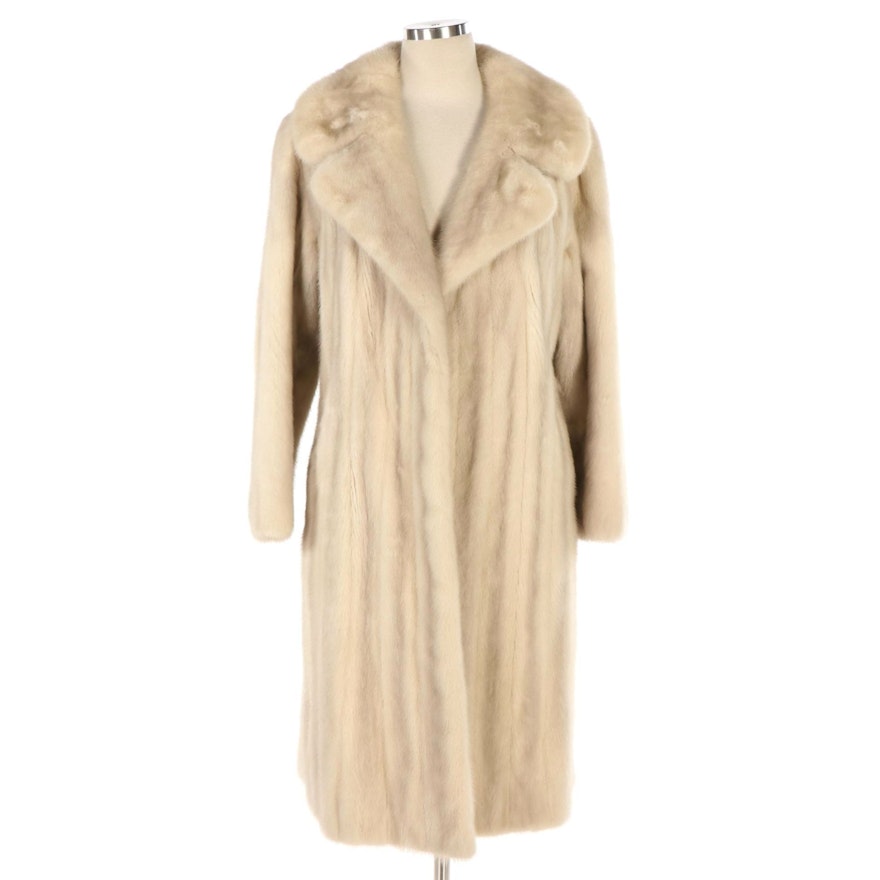 Mink Fur Coat with Wide Notch Collar