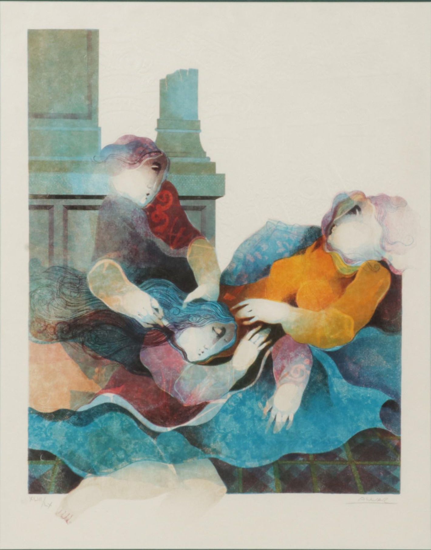 Àlvar Suñol "Suite Biblique II" Embossed Lithograph "Samson and Delilah," 1990
