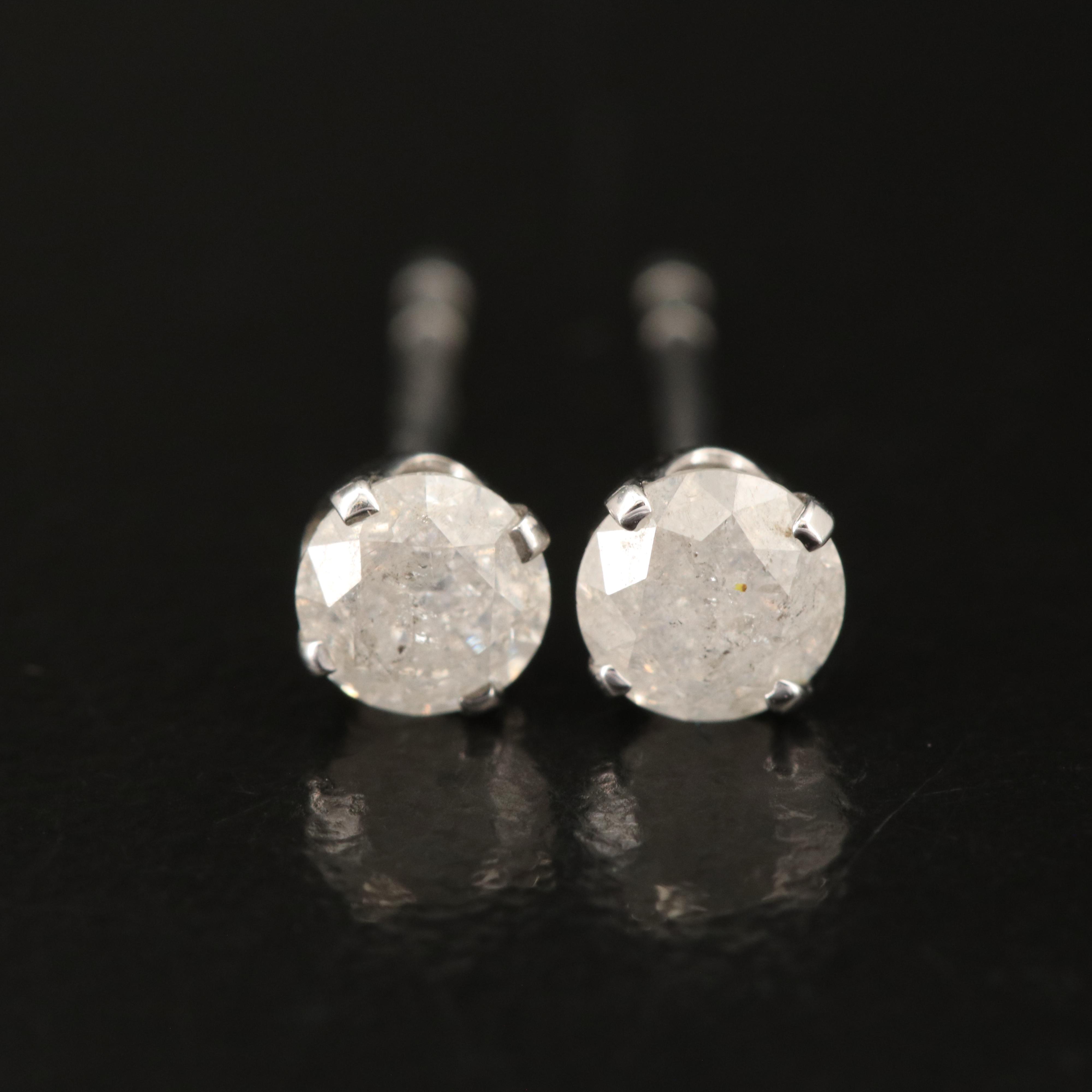 Sterling Diamond Stud Earrings