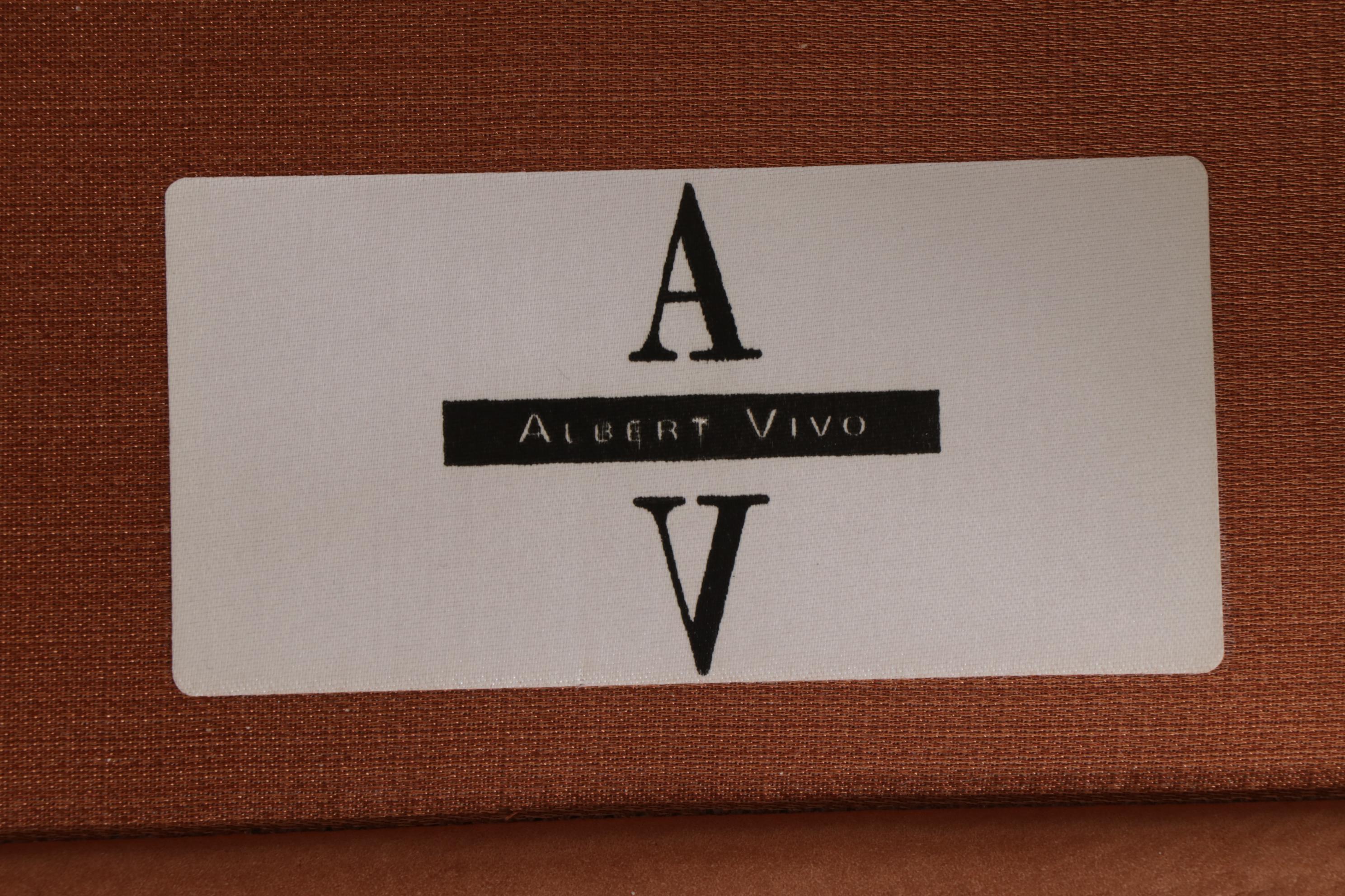 Albert Vivo Brass-Tacked Leather Lounge Chair and Ottoman