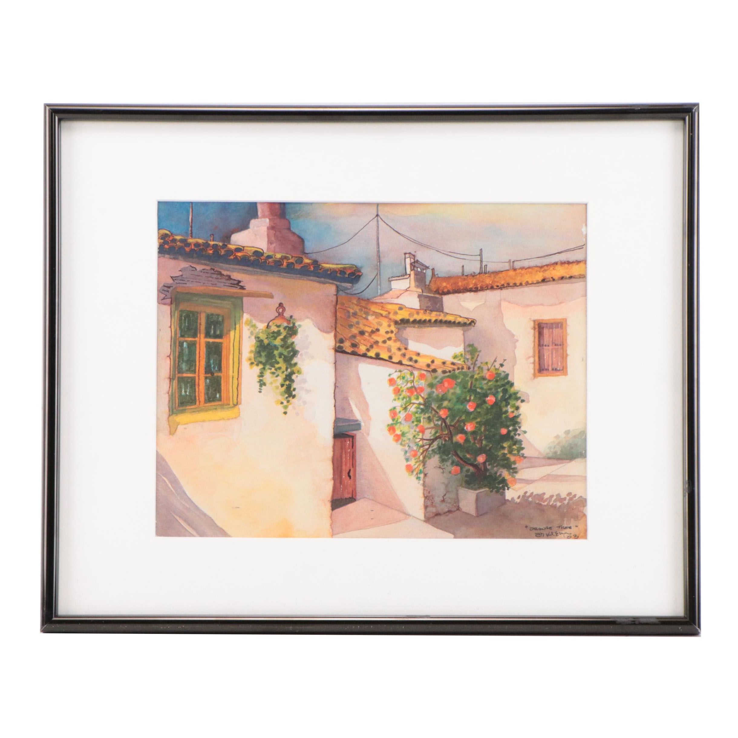Ed Klein Watercolor Painting "The Orange Tree," 2003