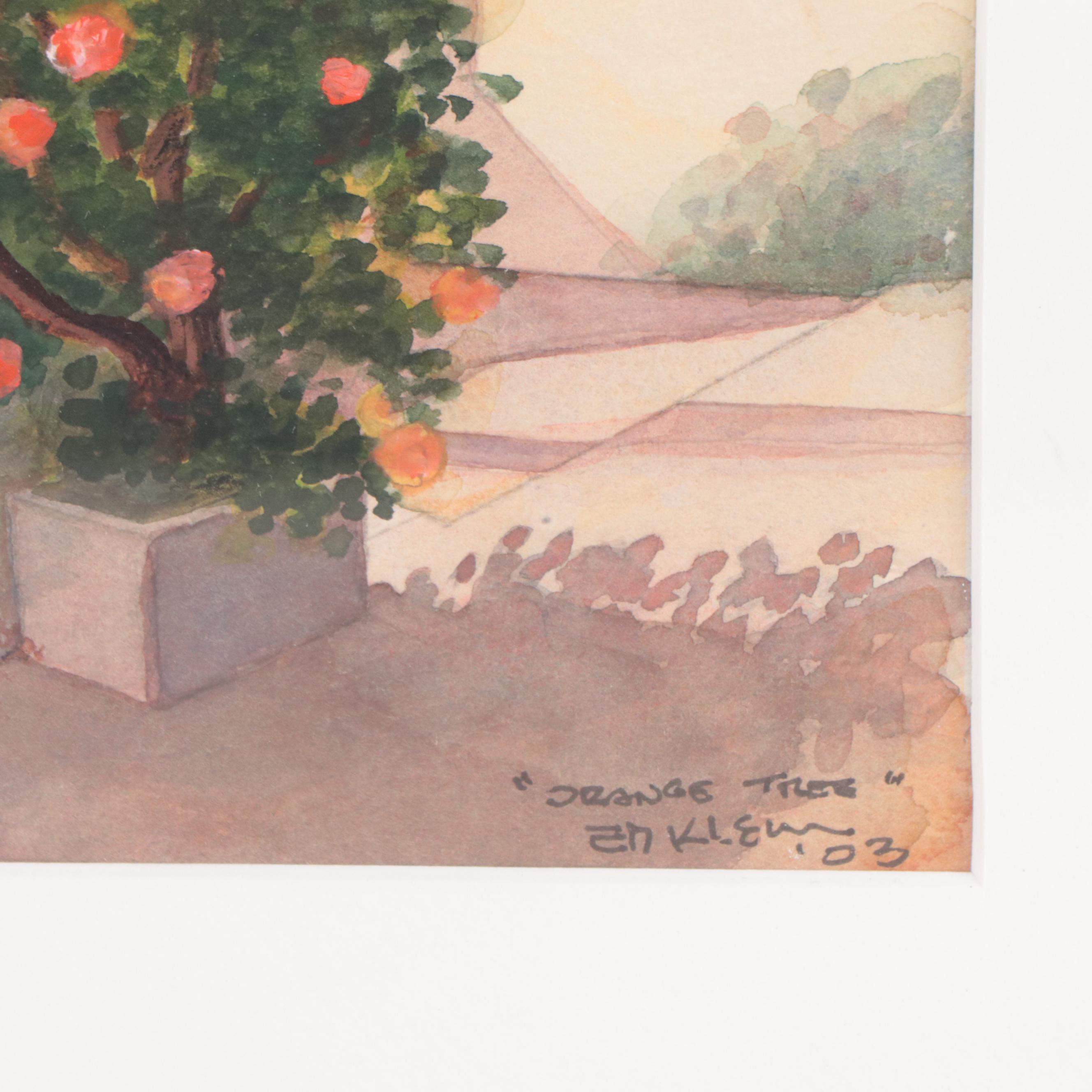 Ed Klein Watercolor Painting "The Orange Tree," 2003