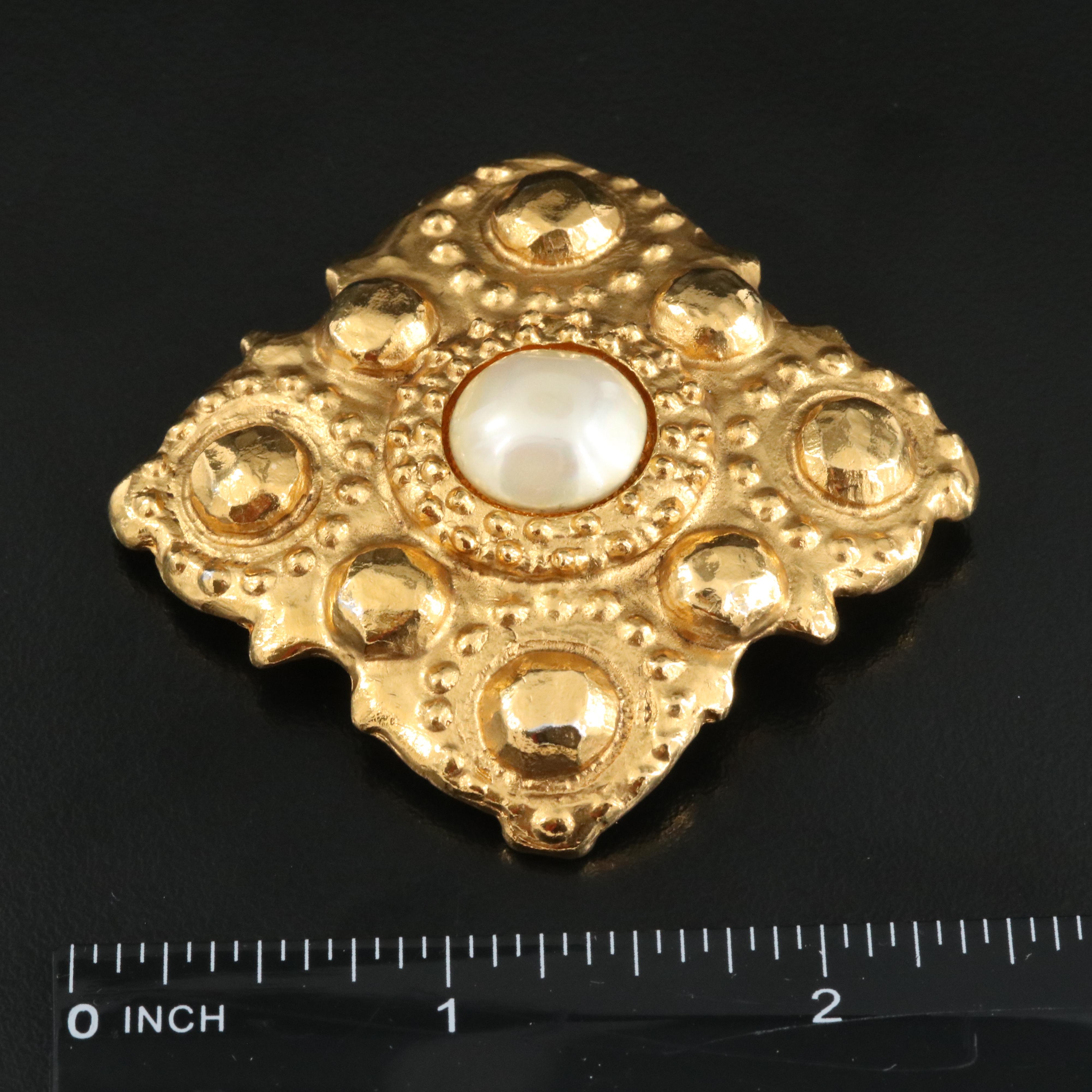 Chanel Faux Pearl Brooch with Branded Box