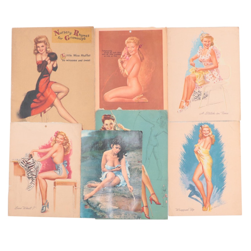 American Fluresit and Other Pin-Up Girl Advertisement Pages, Poster and Postcard