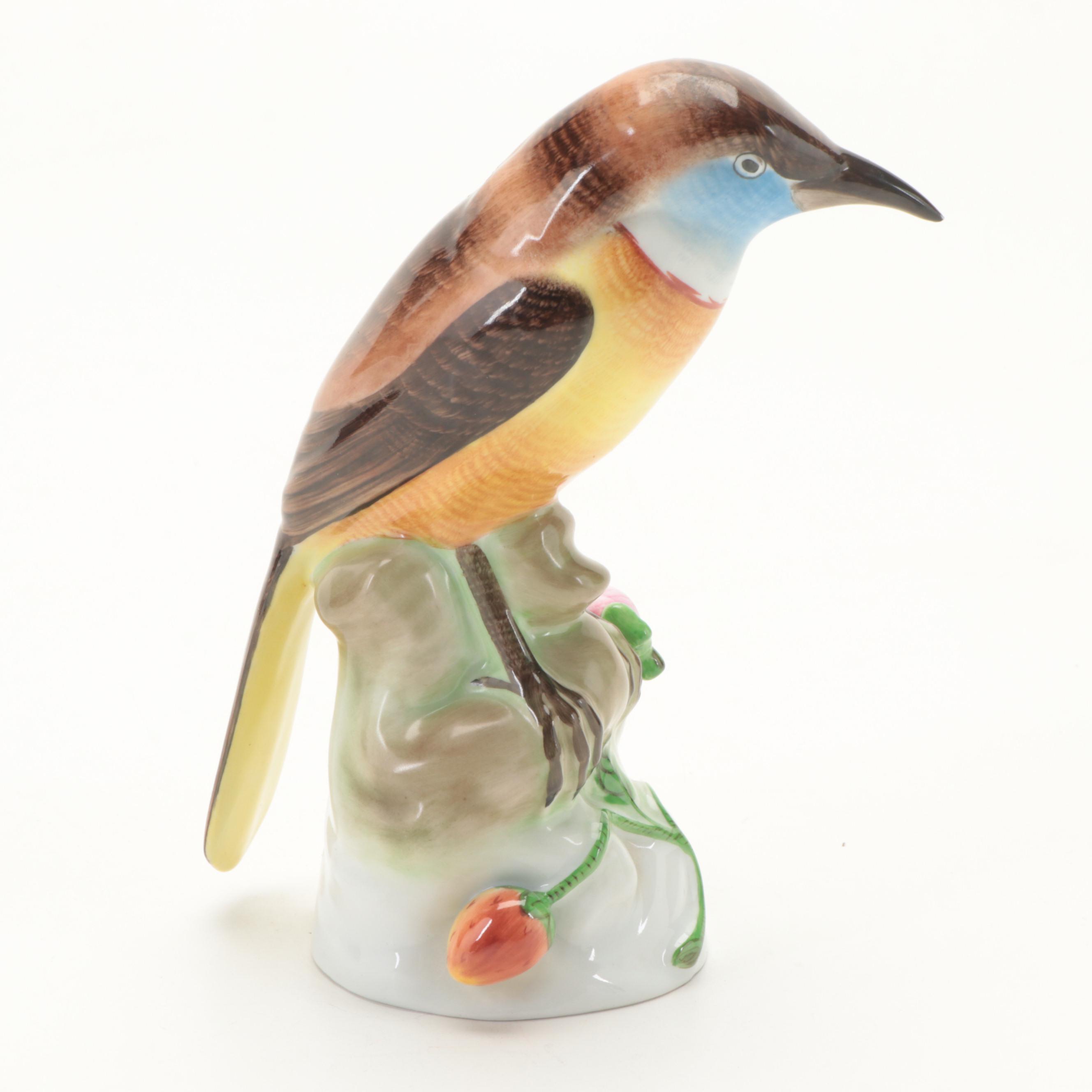 Herend Natural "Nightingale Bird" Porcelain Figurine