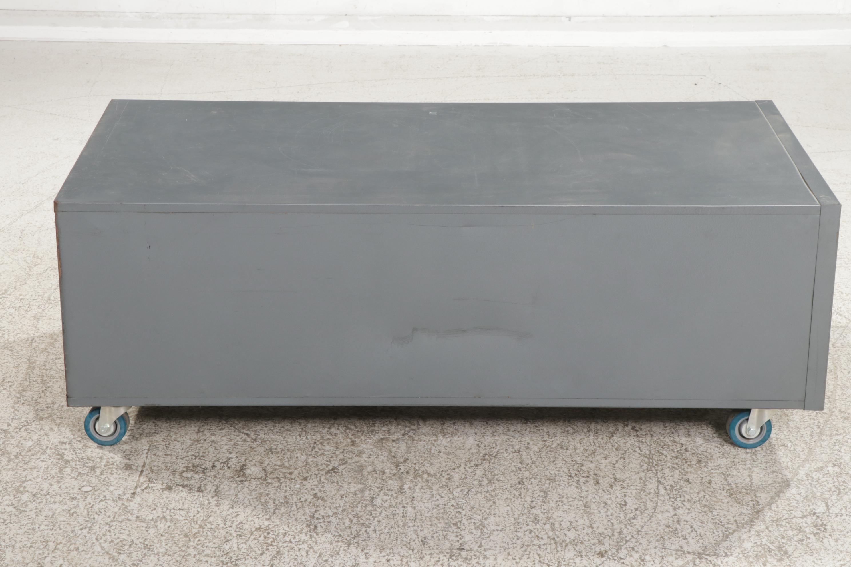 Filex Steel Four-Drawer Filing Cabinet Converted to Rolling Coffee Table