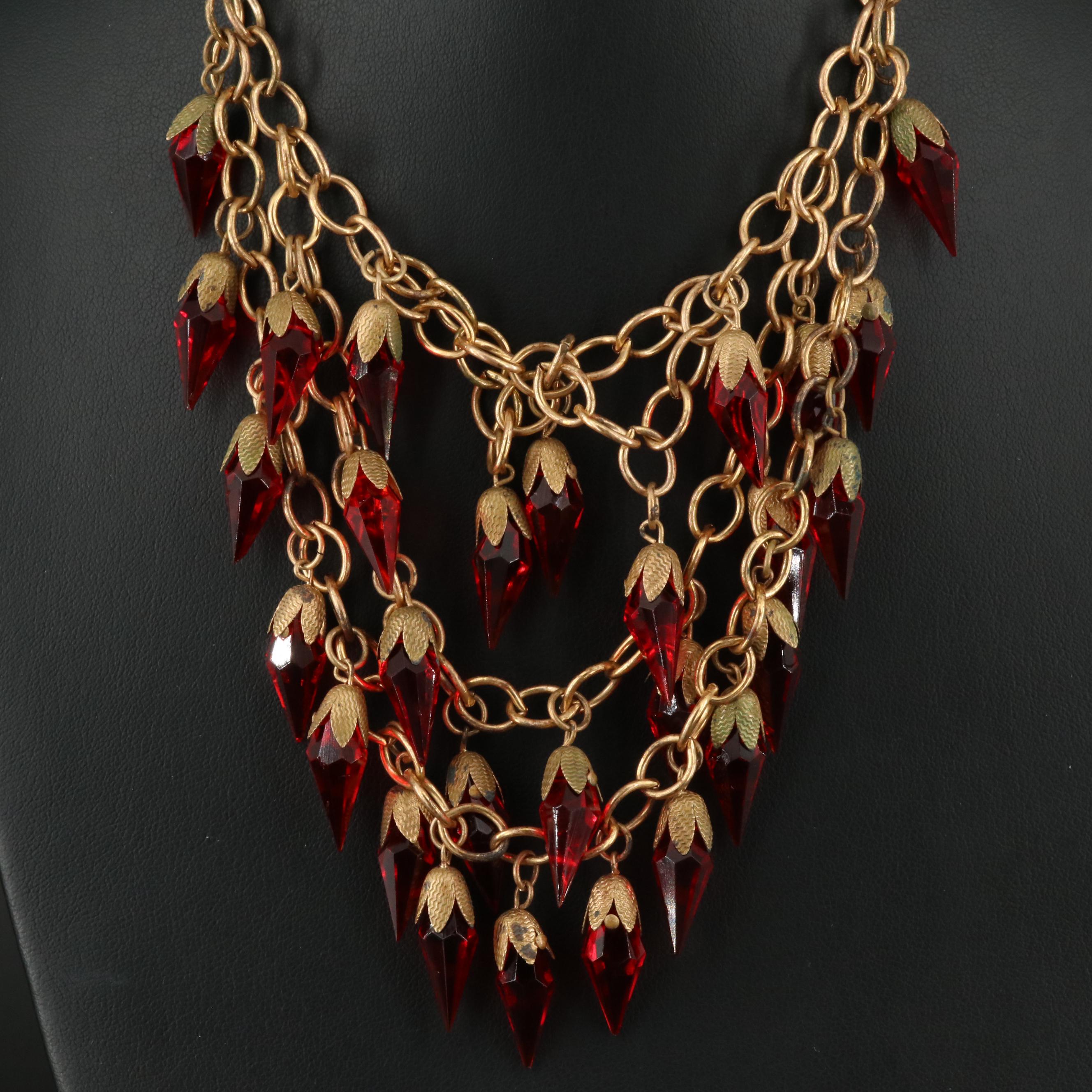 Vintage Glass Multi-Strand Fringe Necklace