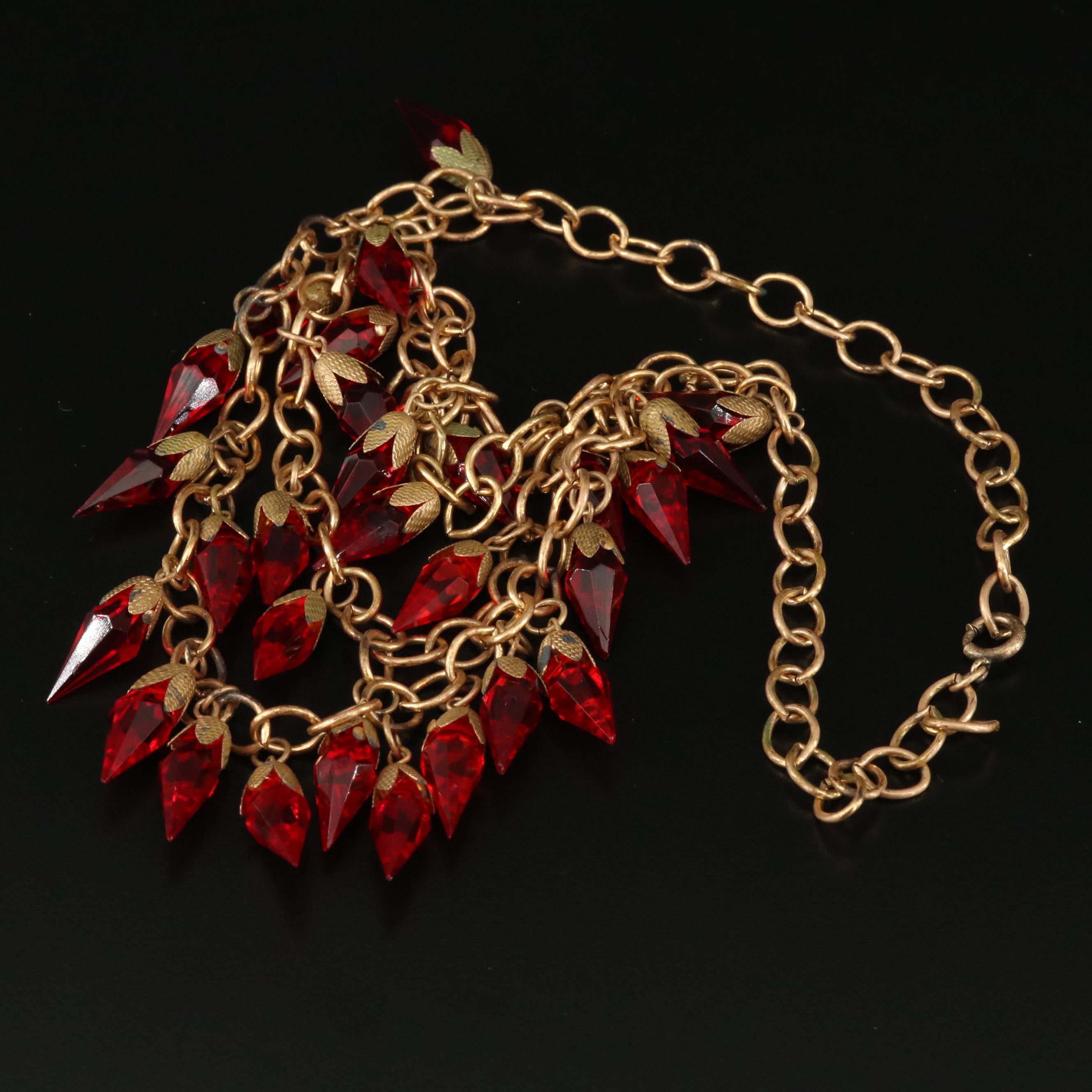 Vintage Glass Multi-Strand Fringe Necklace