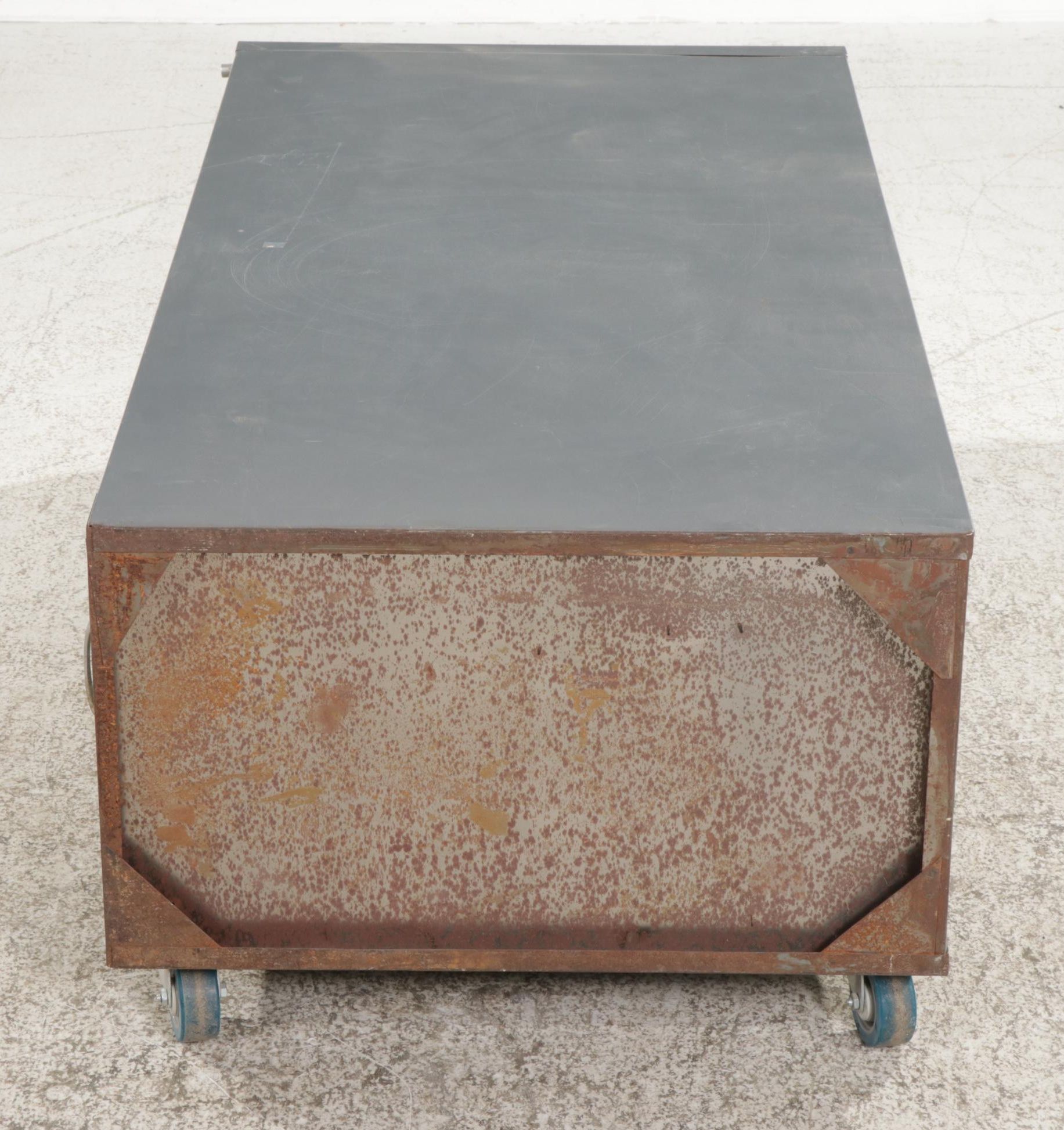 Filex Steel Four-Drawer Filing Cabinet Converted to Rolling Coffee Table