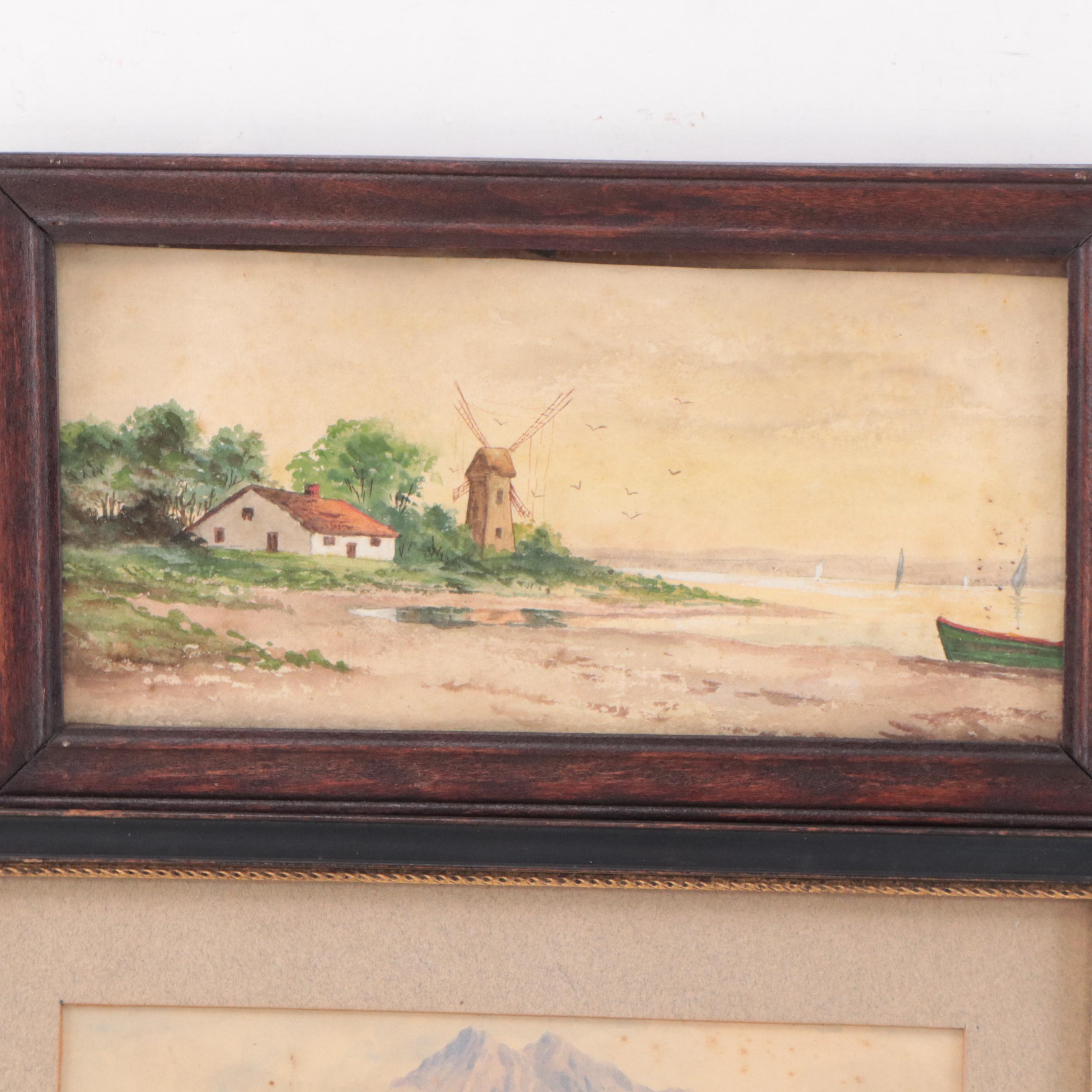 Country and Mountain Landscape Watercolor Paintings