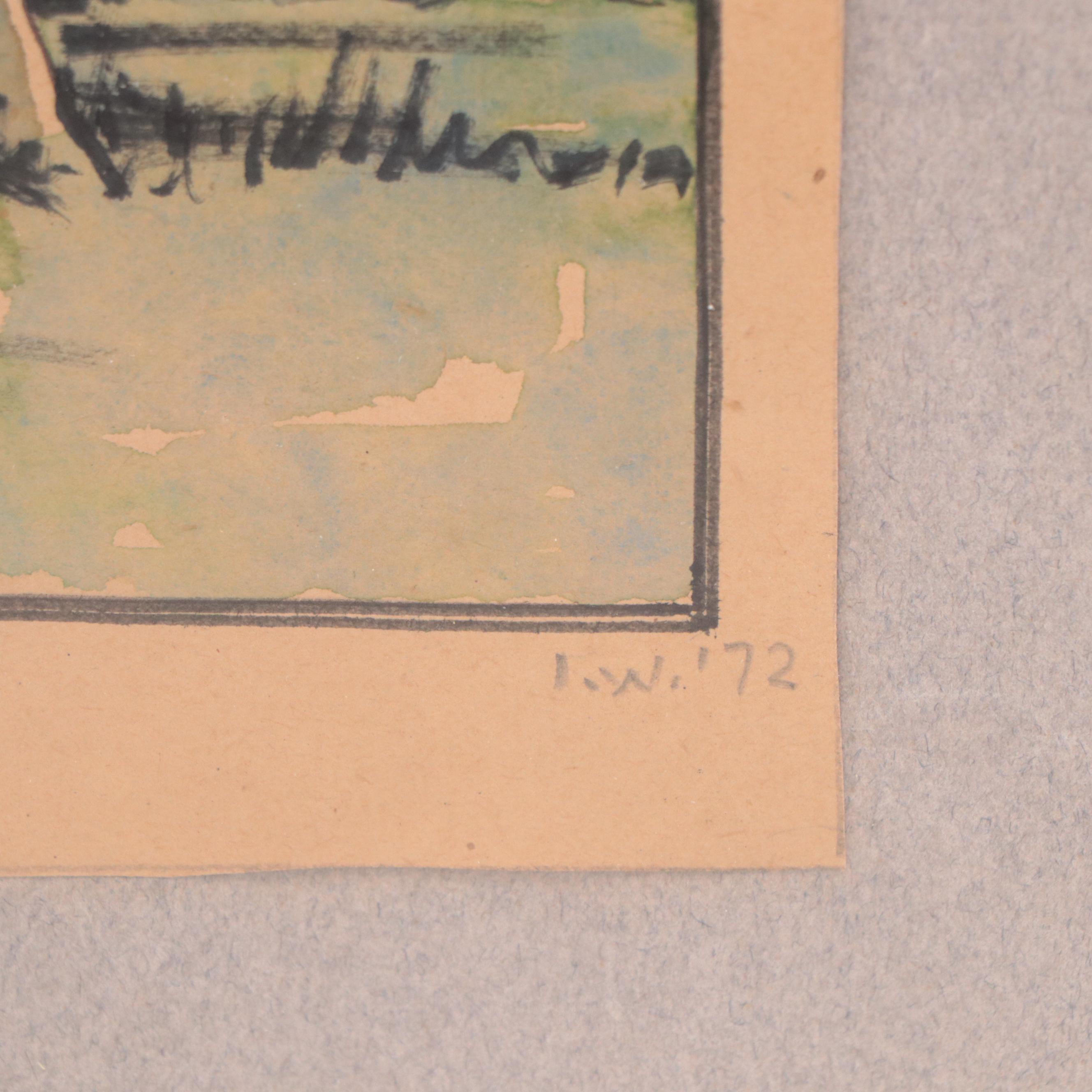 Ida Warren Watercolor and Ink Painting "Old Building, Chichester"