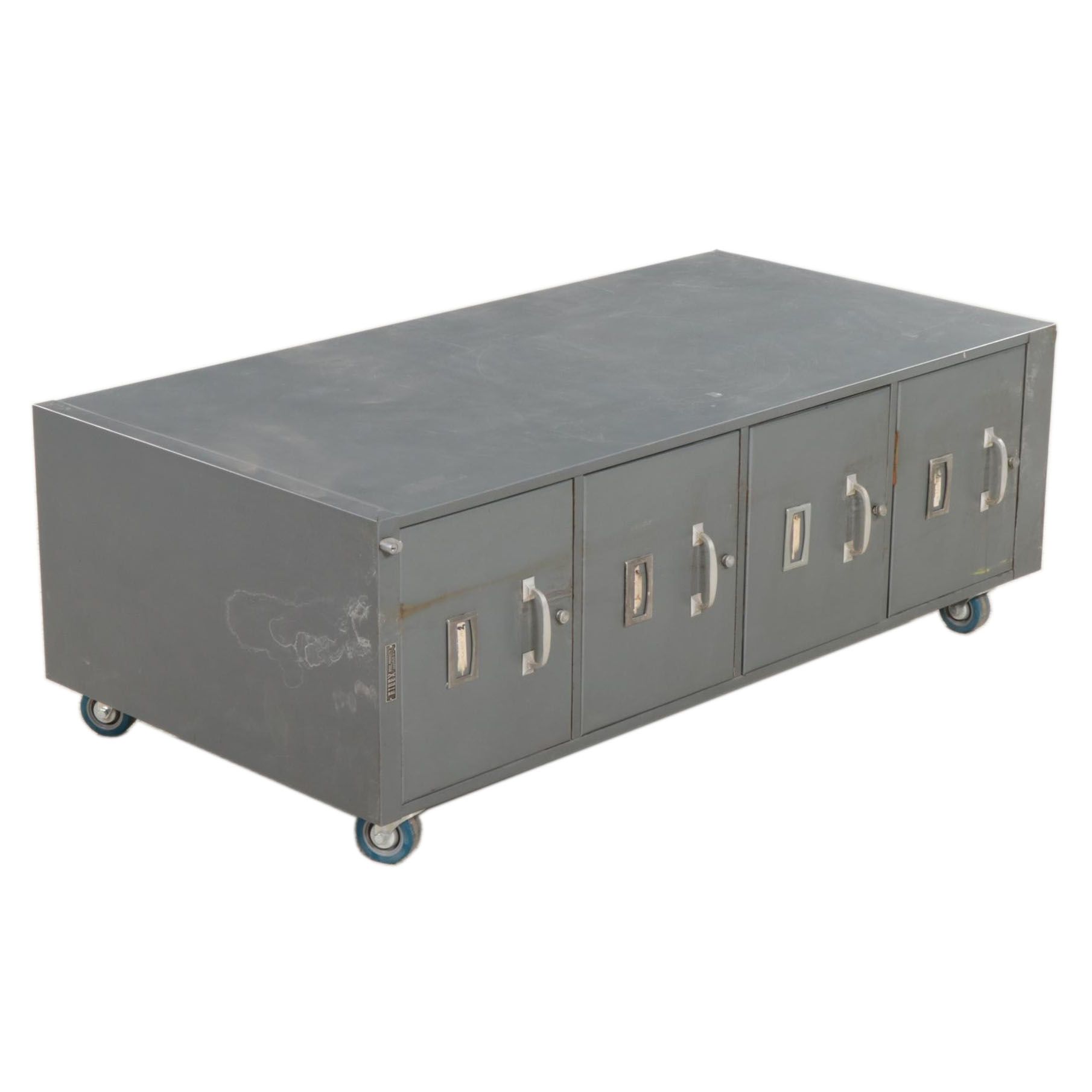 Filex Steel Four-Drawer Filing Cabinet Converted to Rolling Coffee Table