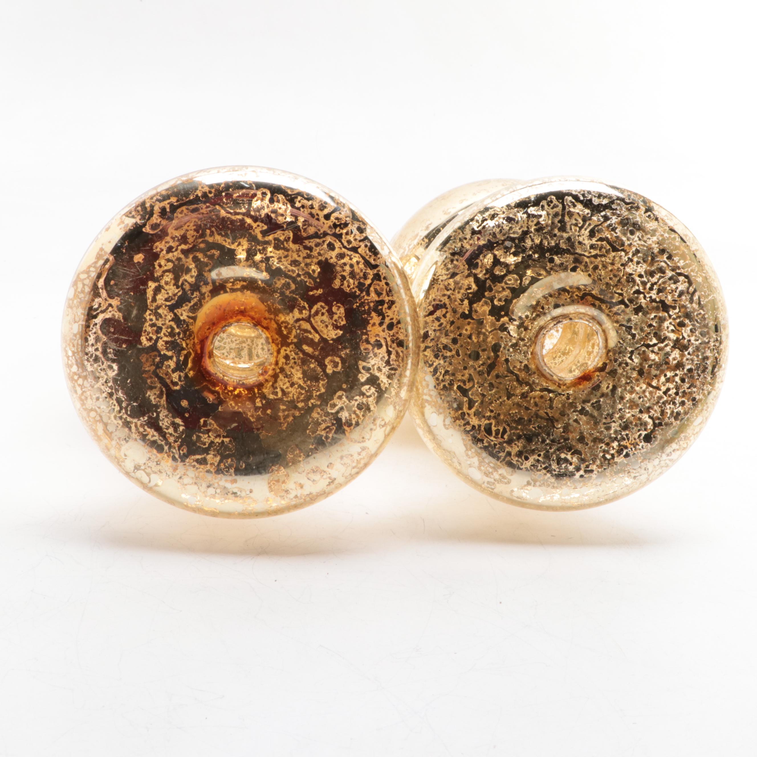 Indian Brass Pedestal Vases with Gilt Blown Glass Decorative Finials