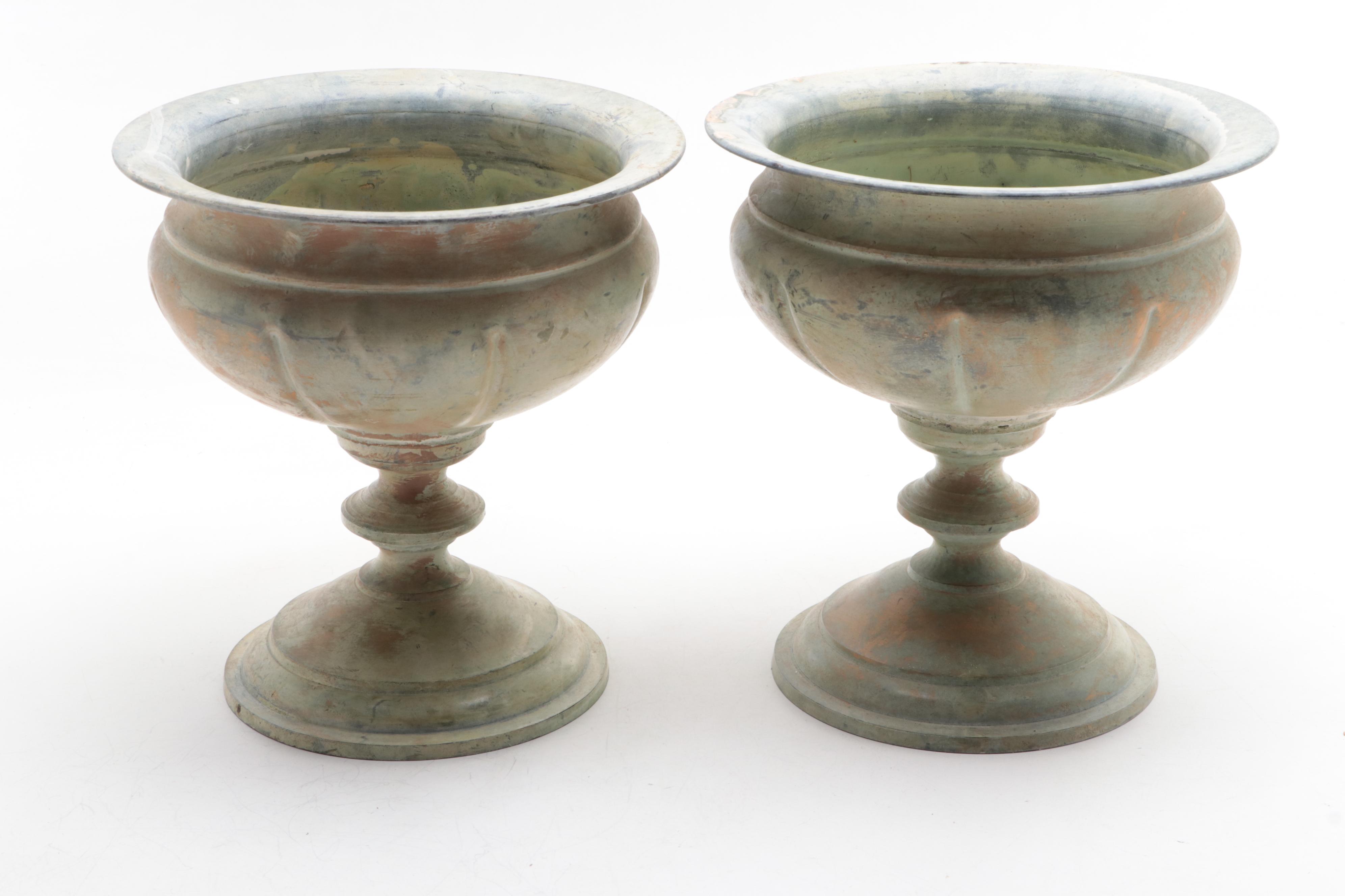 Indian Brass Pedestal Vases with Gilt Blown Glass Decorative Finials