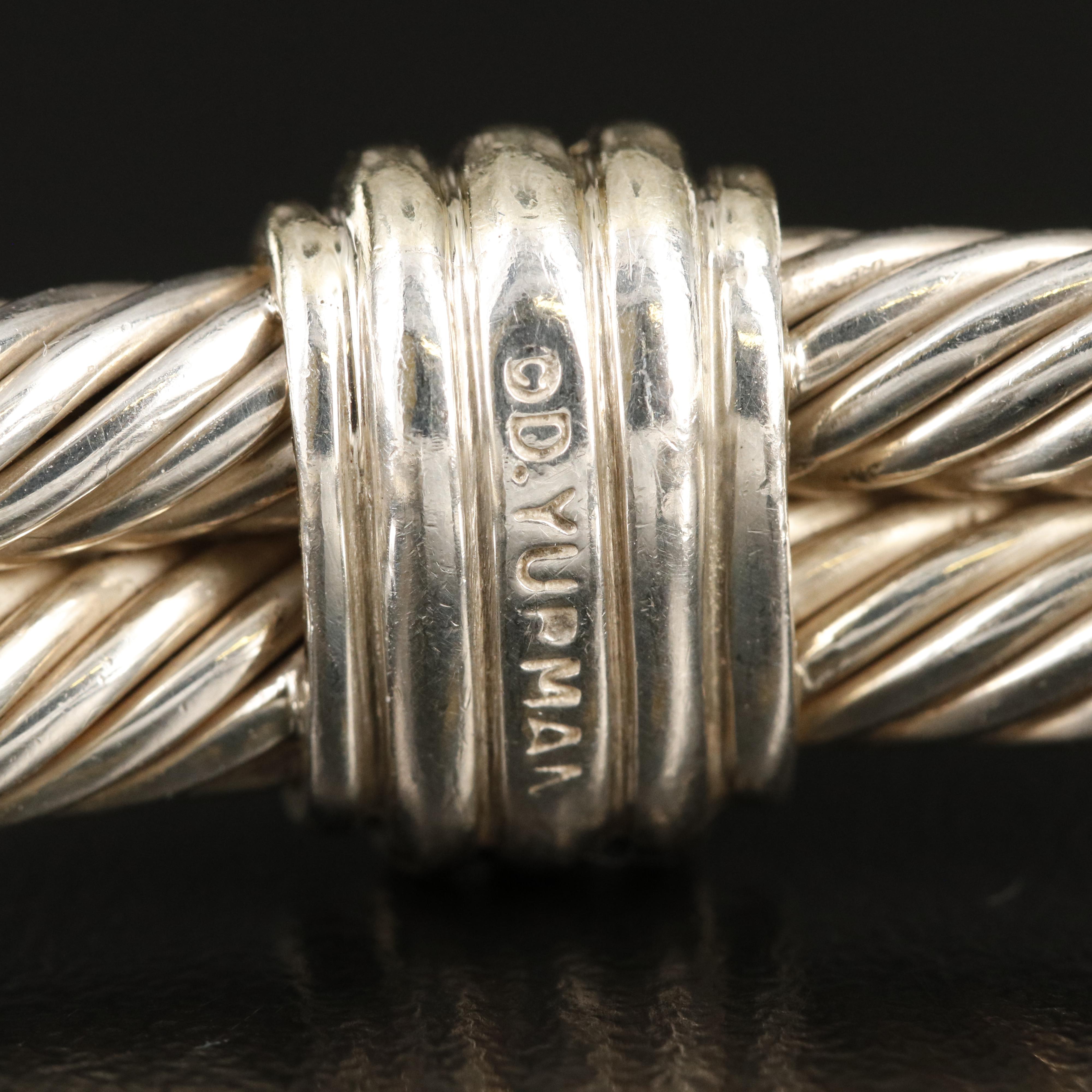 David Yurman Sterling Garnet Double Cable Cuff with 14K Accents