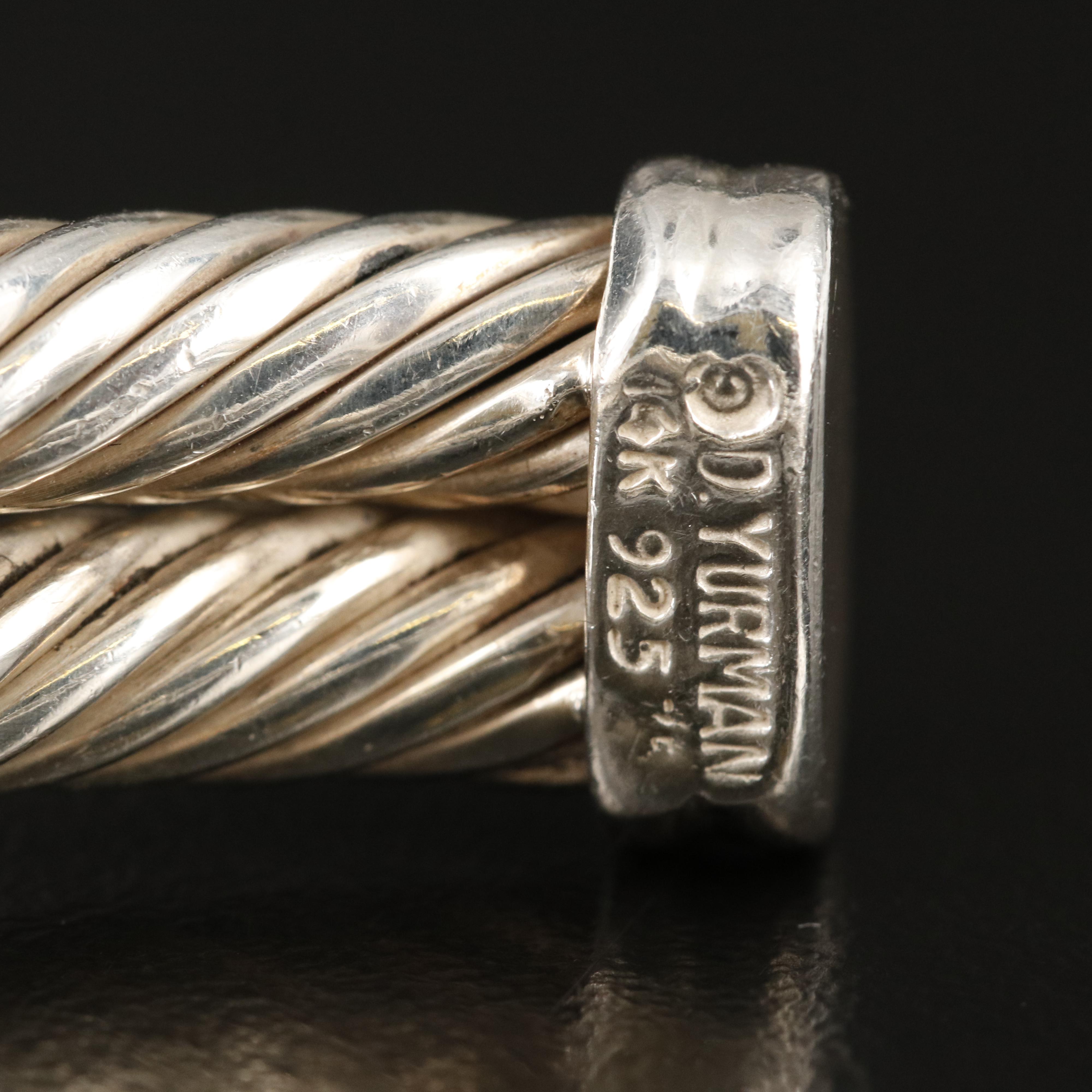 David Yurman Sterling Garnet Double Cable Cuff with 14K Accents