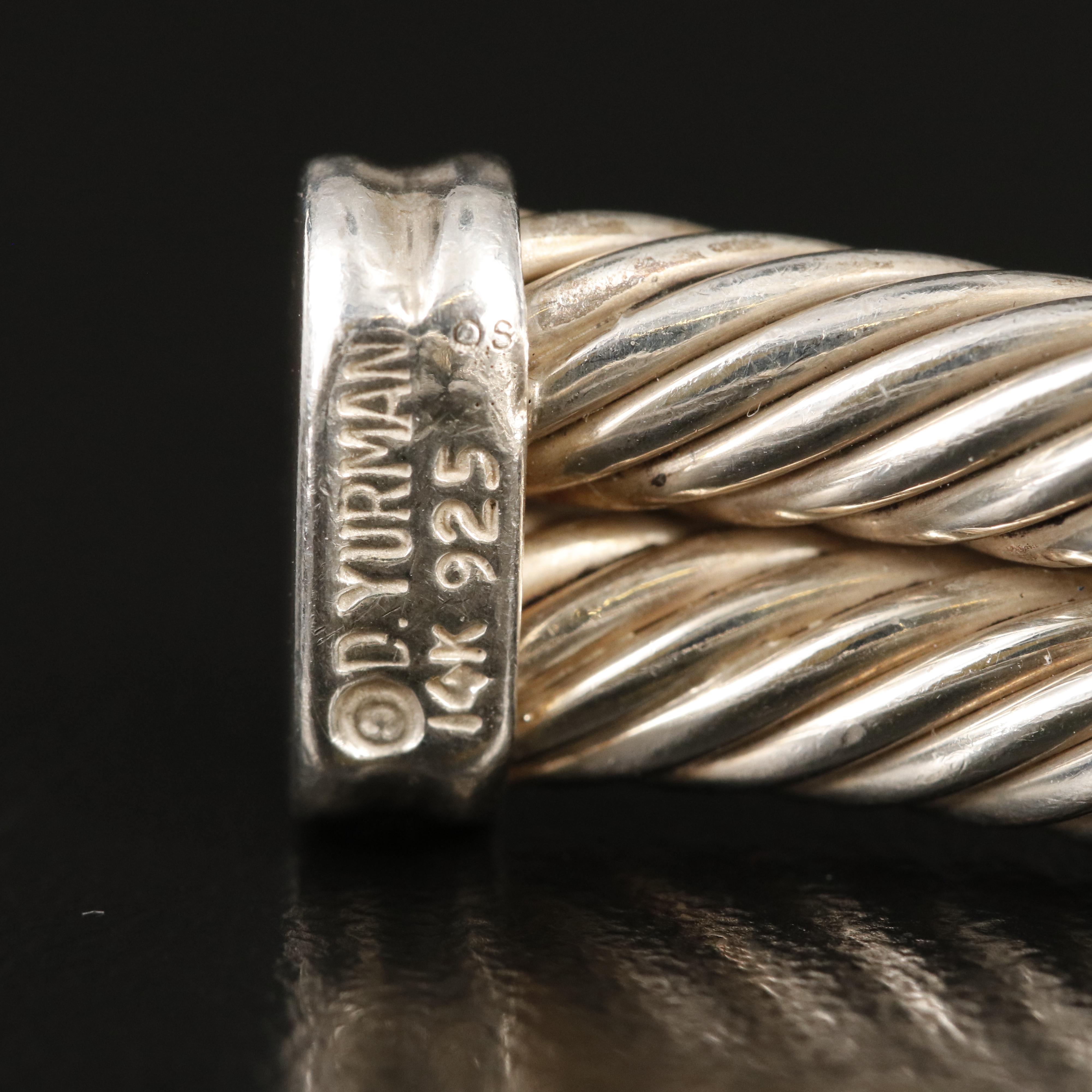 David Yurman Sterling Garnet Double Cable Cuff with 14K Accents