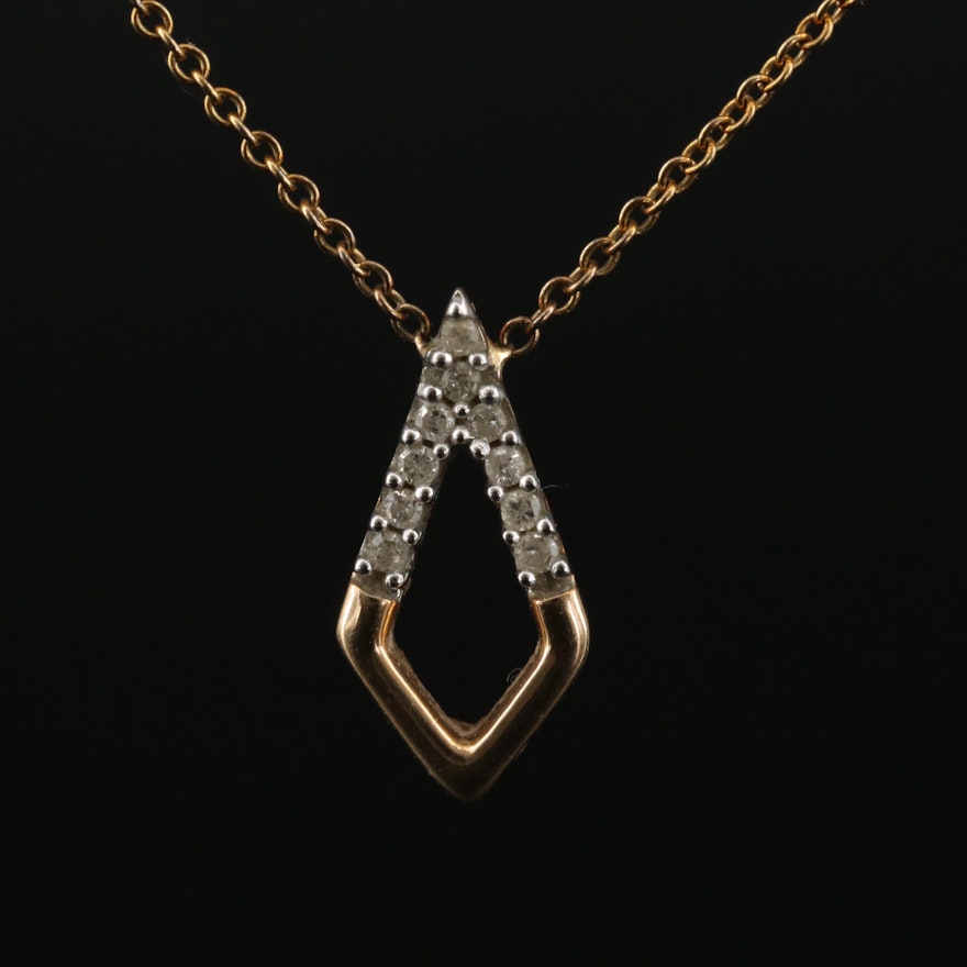 10K 0.06 CTW Diamond Pendant Necklace